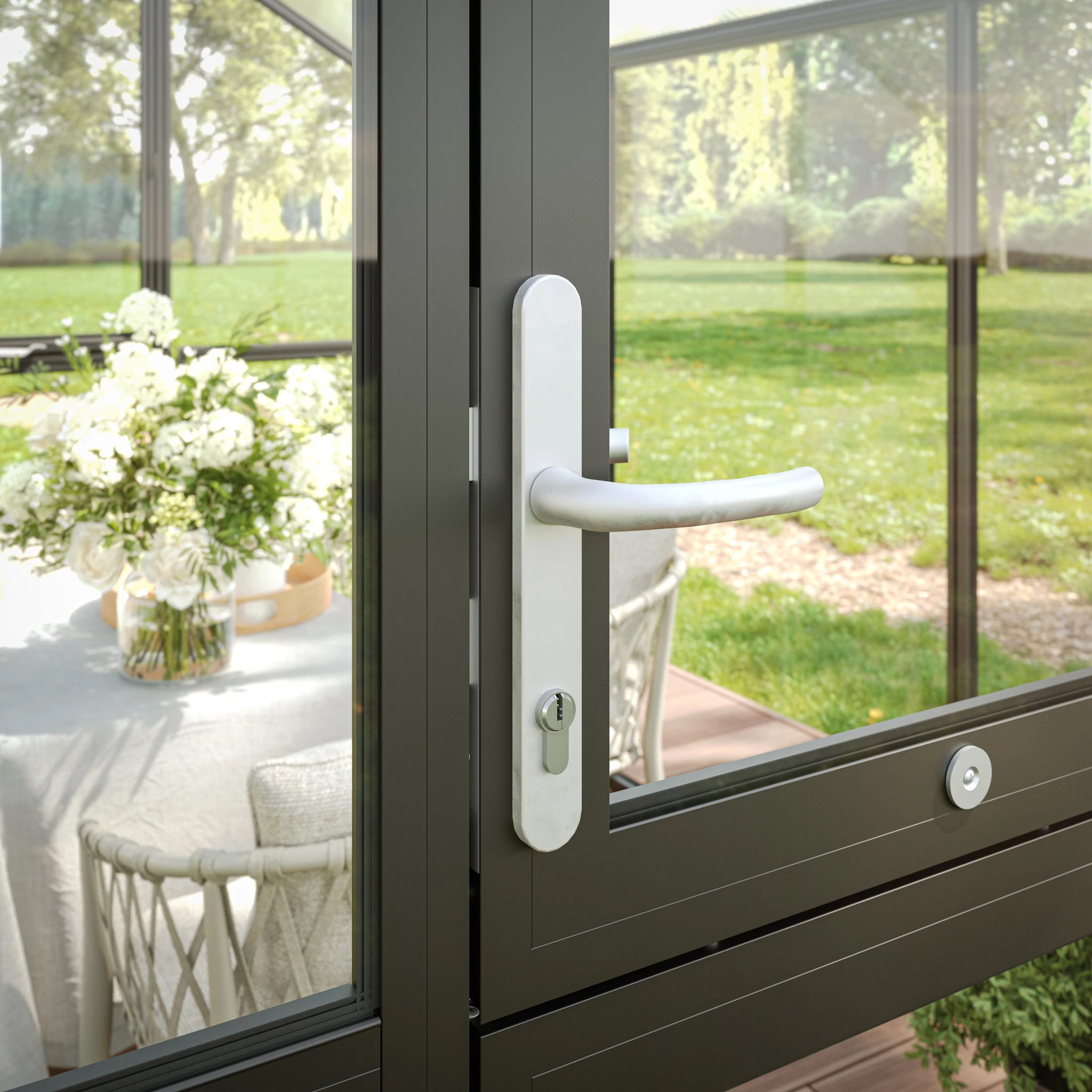 Glas Gewächshaus aus Aluminium mit ESG Sicherheitsglas als langlebiges Gewächshaus Aptasia III für Gartenpflanzen