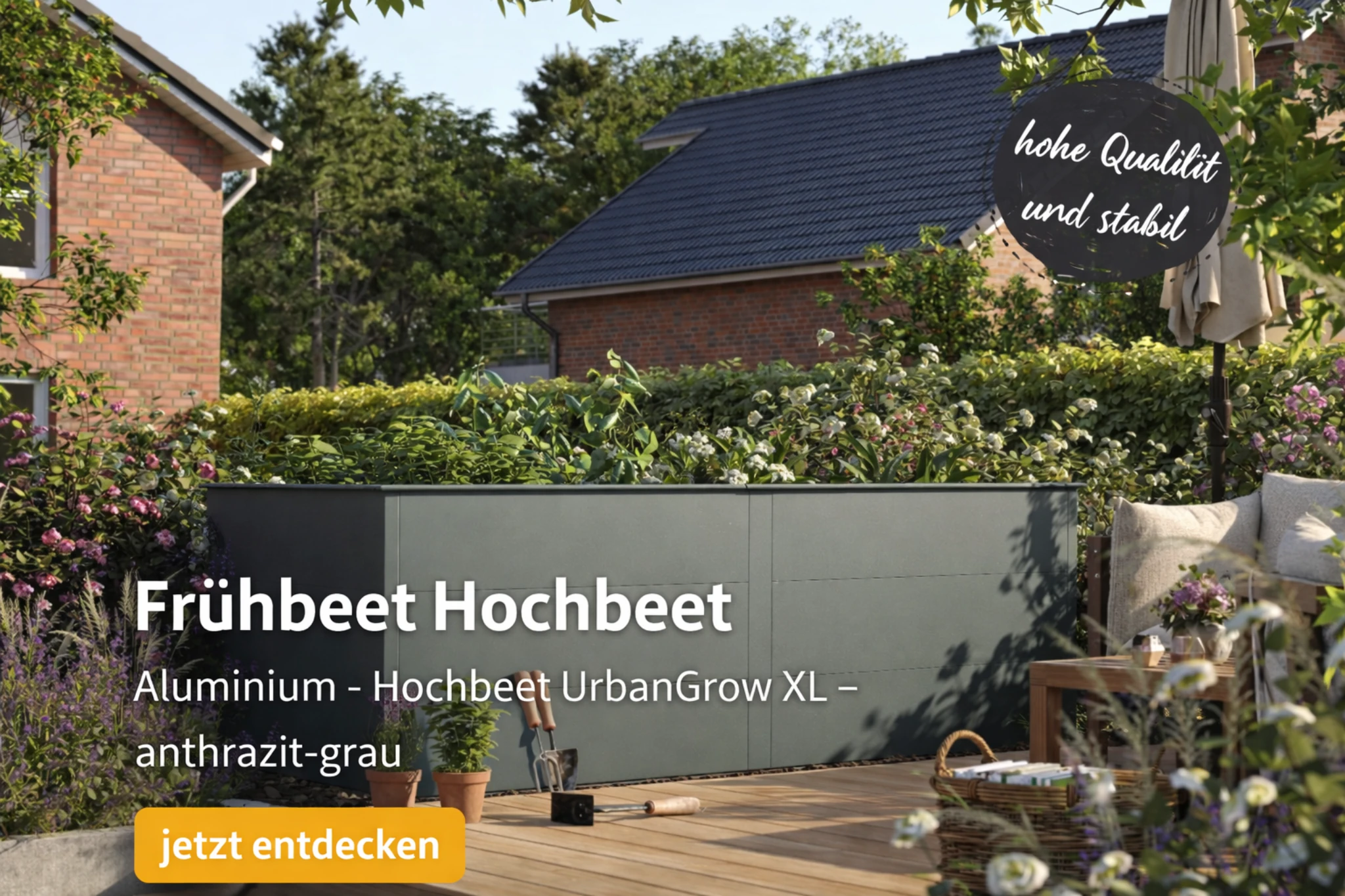 Hochbeet UrbanGrow XL Anthrazit Grau zur Bepflanzung von Gemüse und Kräutern im Garten