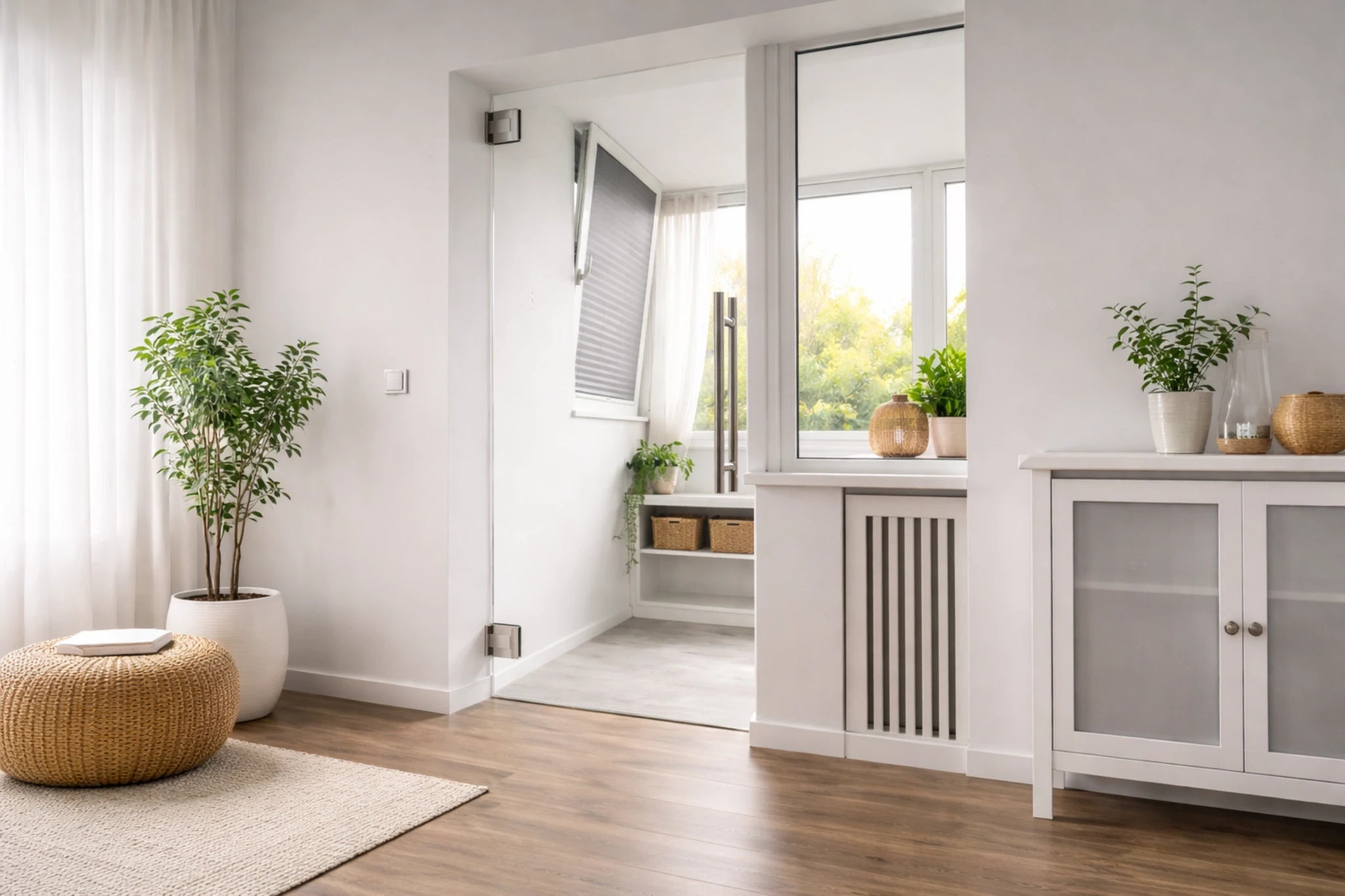 Pendeltür aus ESG Klarglas als moderne Glastür