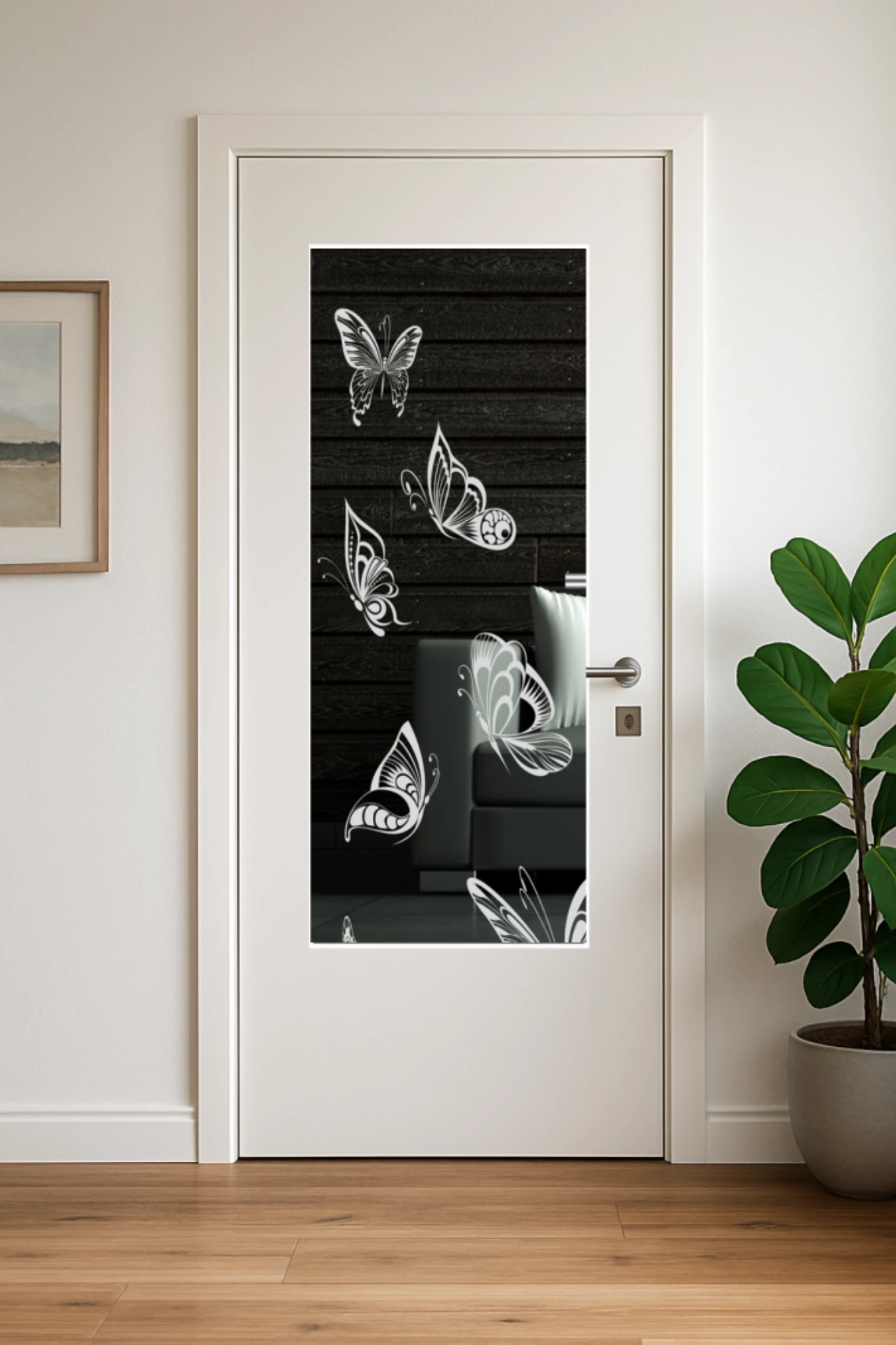 Glaseinsatz aus ESG Klarglas 4 mm mit Lasermotiv MG 3.2073 für Türen nach Maß