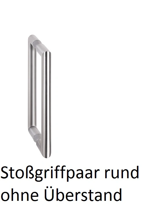 Stoßgriffpaar rund ohne Überstand für Glasschiebetüren aus Edelstahl