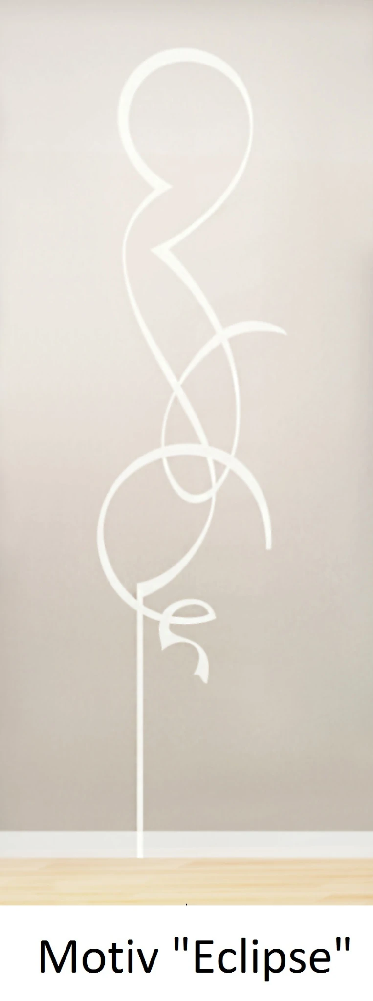 Schiebetür aus ESG Klarglas 8 mm mit Sandstrahlmotiv Eclipse für Innenräume nach Maß gefertigt