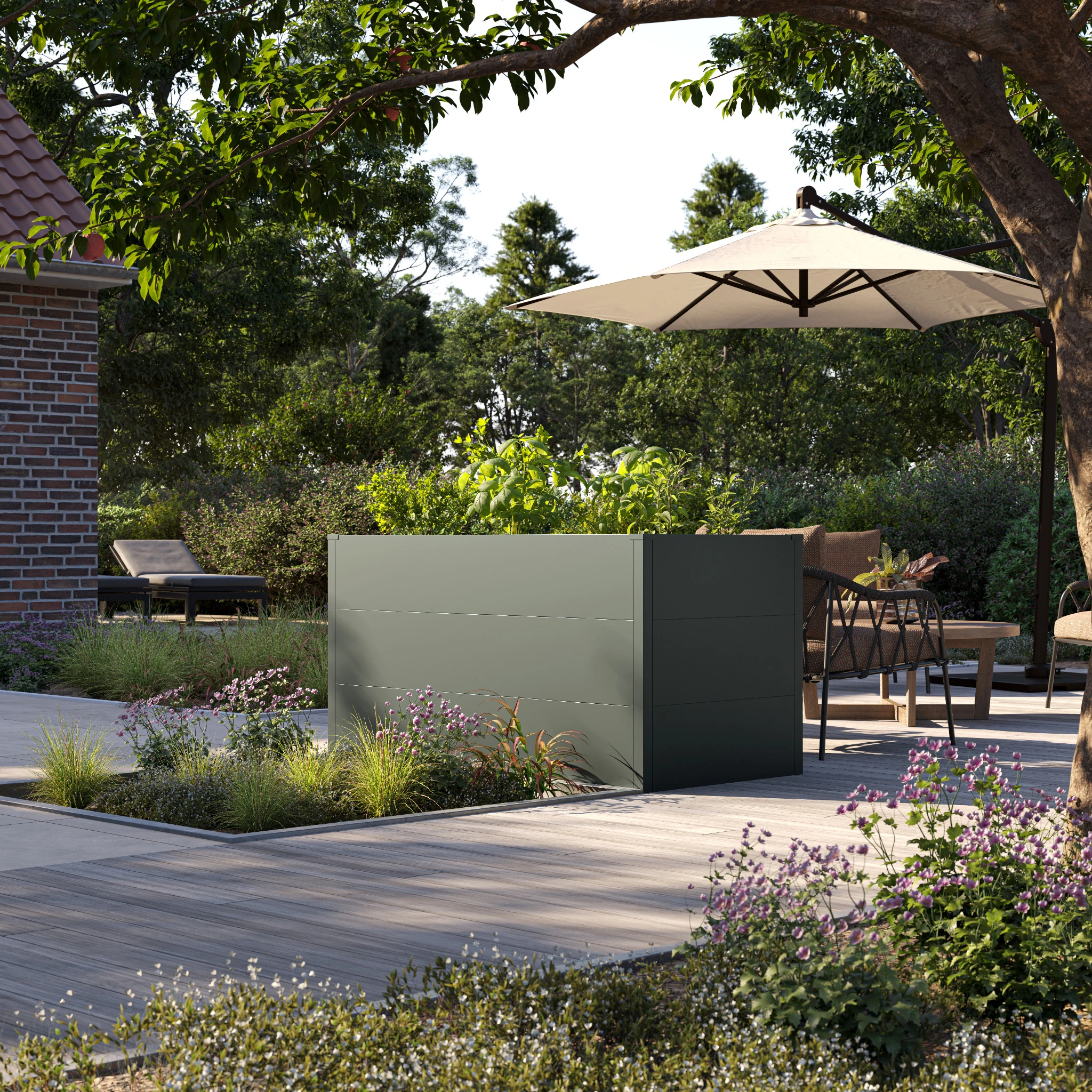 Hochbeet UrbanGrow L Anthrazit Grau zur Bepflanzung von Gemüse und Kräutern im Garten