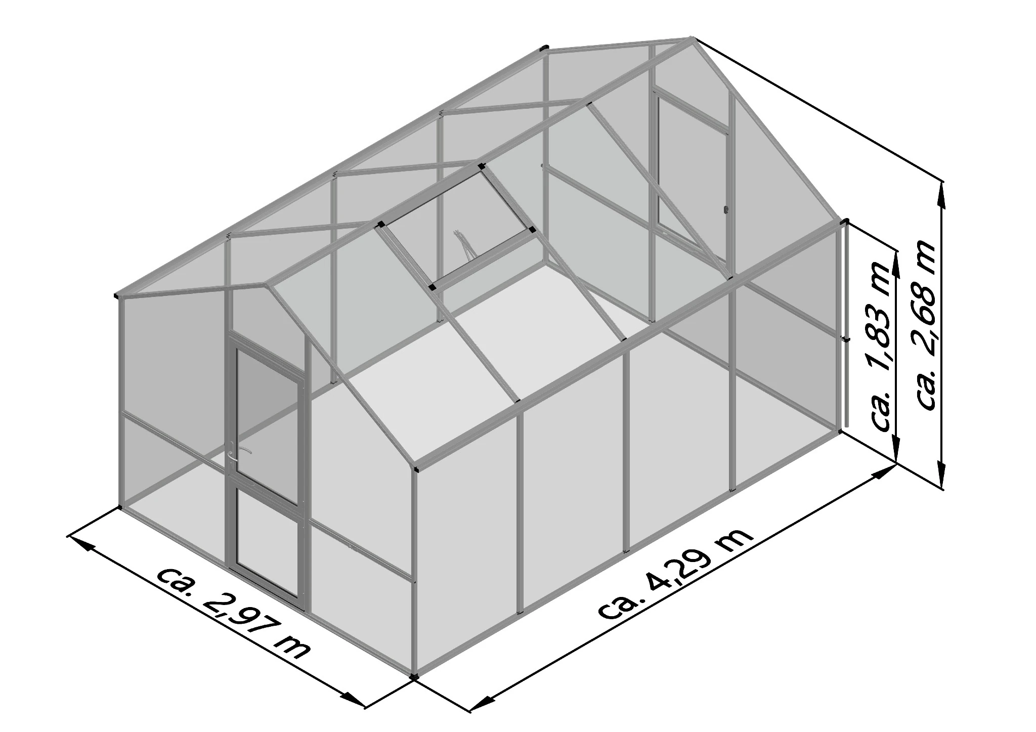 Gewächshaus aus Aluminium und Kunststoff HKP als langlebiges Gewächshaus Lilie IV für Gartenpflanzen