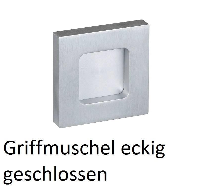 Eckige geschlossene Griffmuschel für Glasschiebetür aus Edelstahl