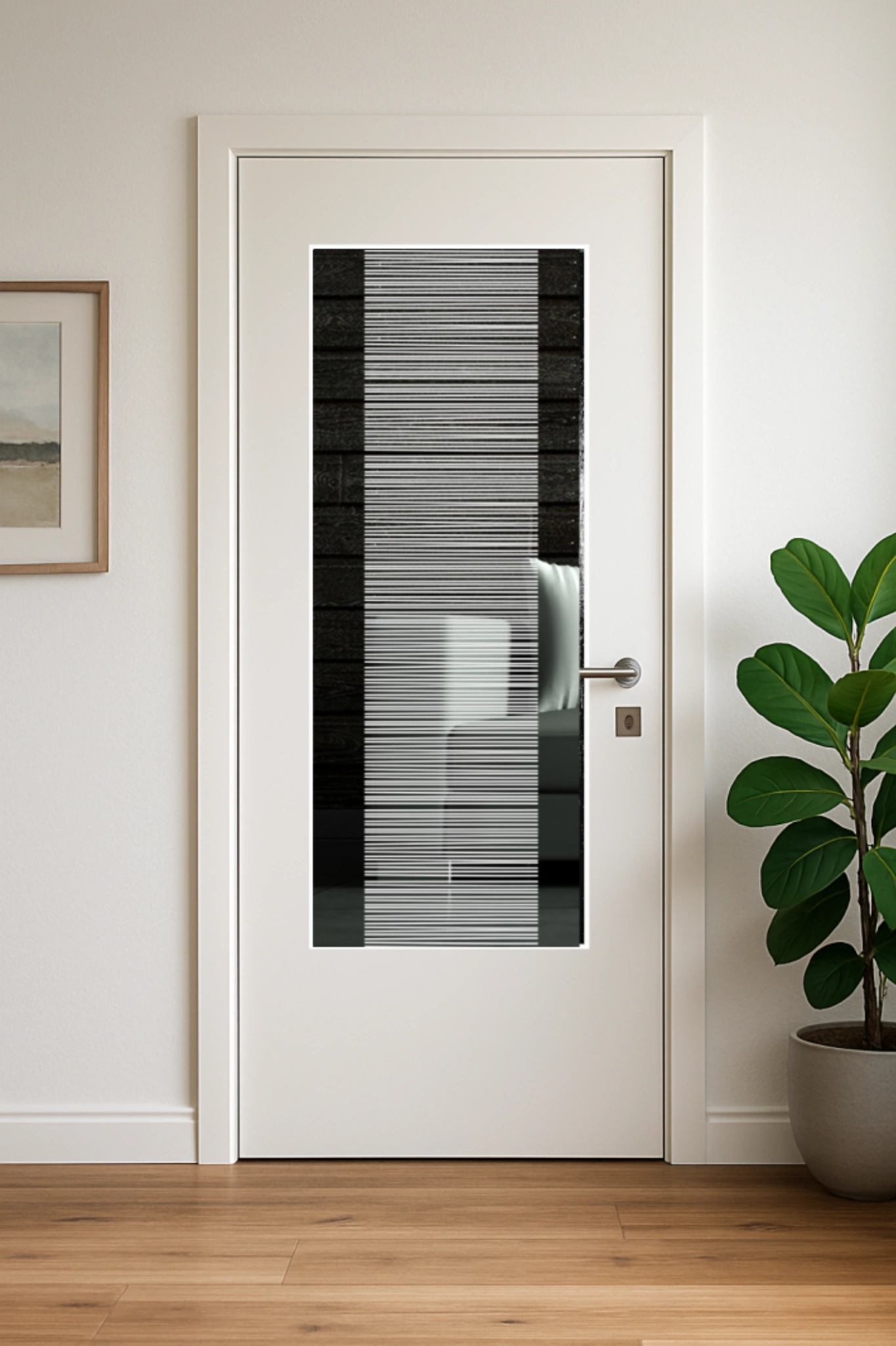 Glaseinsatz aus ESG Klarglas 4 mm mit Lasermotiv MG 1.2013 für Türen nach Maß