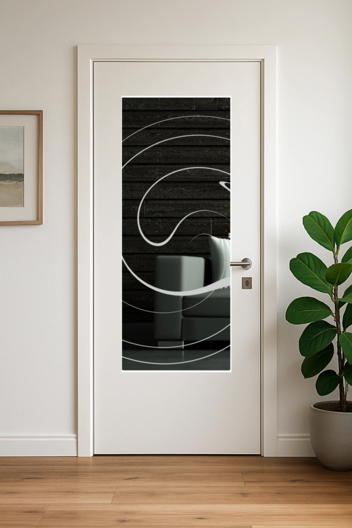 Glaseinsatz aus ESG Klarglas 4 mm mit Lasermotiv MG 2.2027 für Türen nach Maß