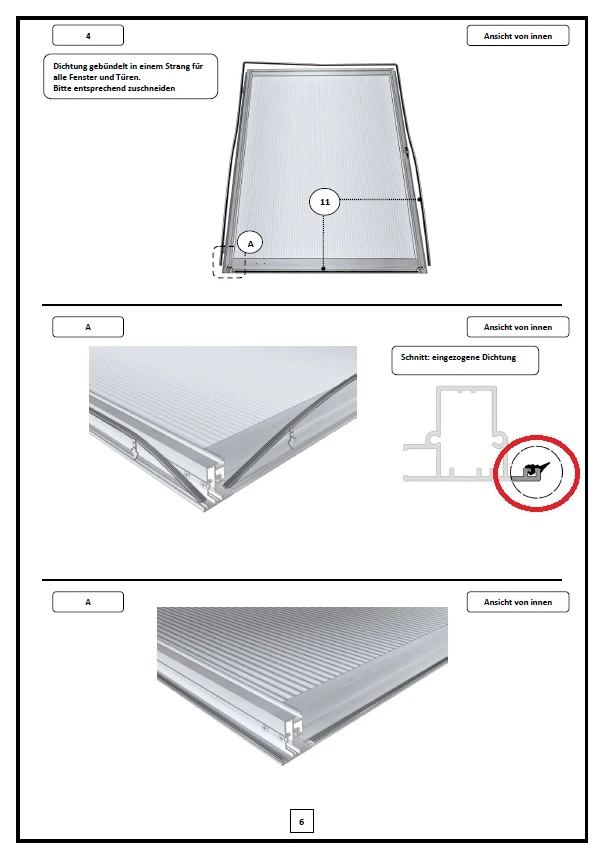 Sprossendichtung 2 mm für Rückwand- und Dachfenster von Gewächshäusern