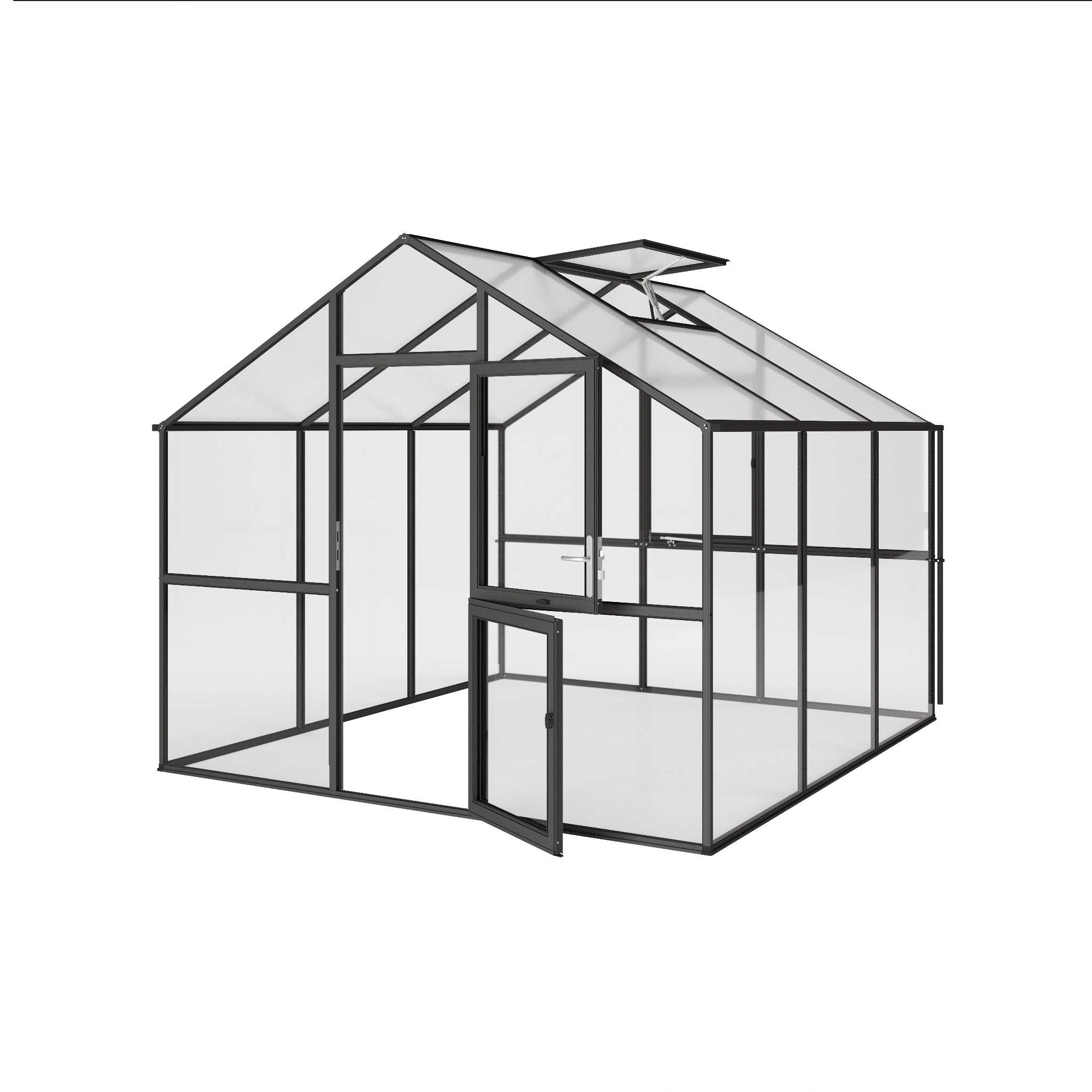 Glas Gewächshaus aus Aluminium mit ESG Sicherheitsglas als langlebiges Gewächshaus Ortasia IV für Gartenpflanzen