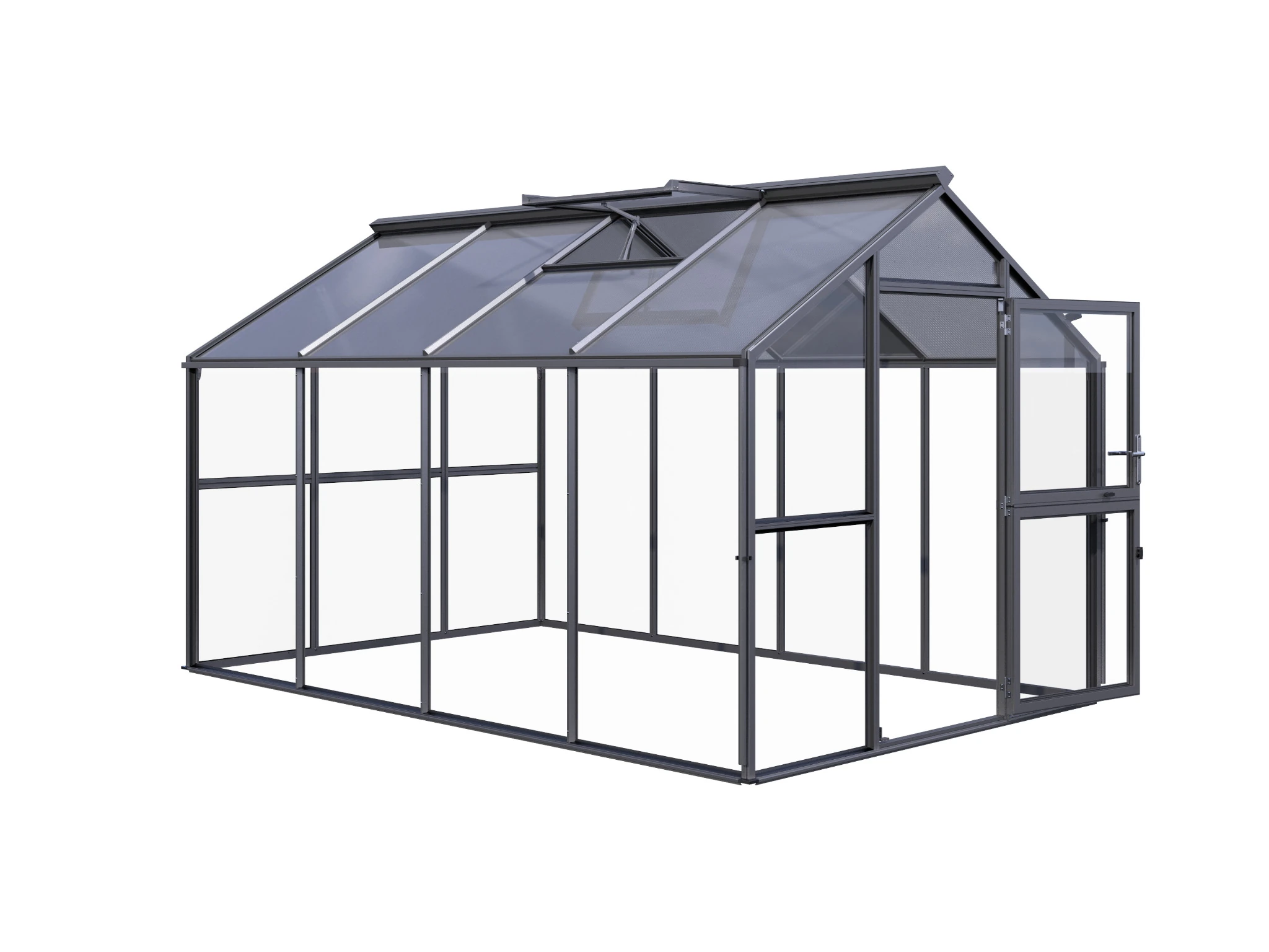 Glas Gewächshaus aus Aluminium mit ESG Sicherheitsglas als langlebiges Gewächshaus Novum IV für Gartenpflanzen