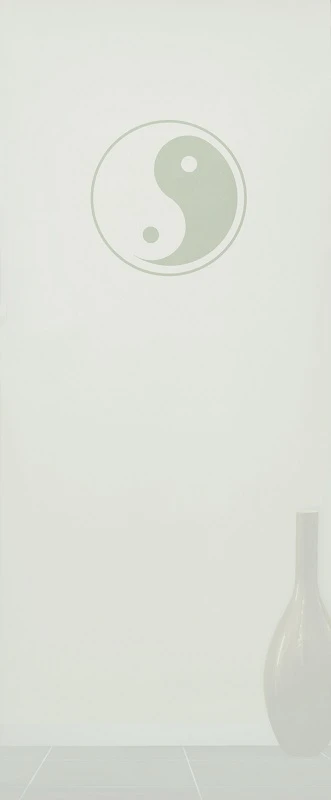 Glaseinsatz aus ESG Klarglas 4 mm mit Sandstrahlmotiv YingYang für Türen nach Maß