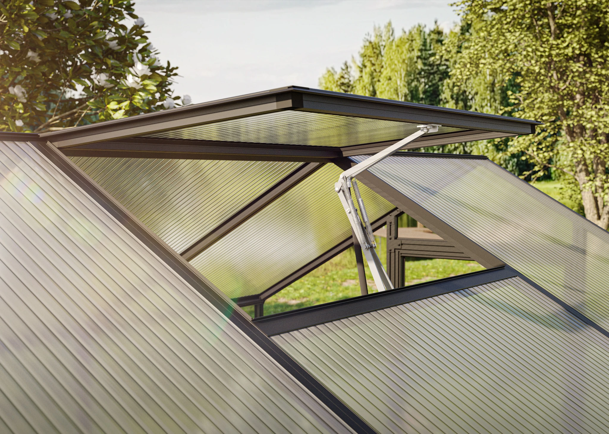 Glas Gewächshaus aus Aluminium mit ESG Sicherheitsglas als langlebiges Gewächshaus Aptasia III für Gartenpflanzen
