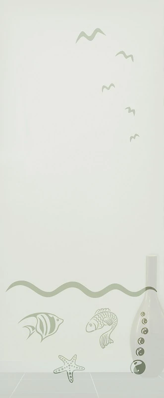 Glaseinsatz aus ESG Klarglas 4 mm mit Sandstrahlmotiv 7 Seas für Türen nach Maß