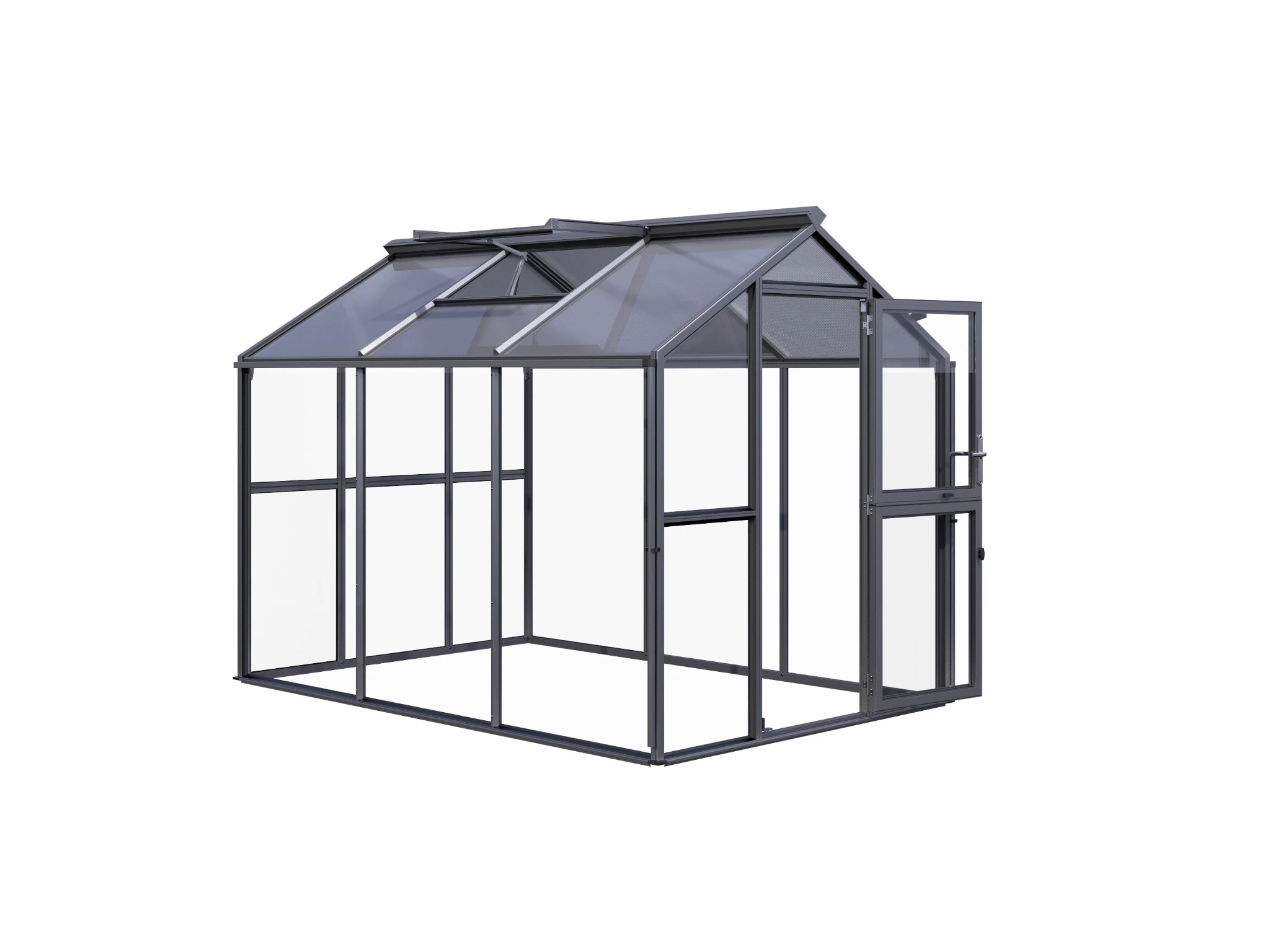 Glas Gewächshaus aus Aluminium mit ESG Sicherheitsglas als langlebiges Gewächshaus Galant III für Gartenpflanzen