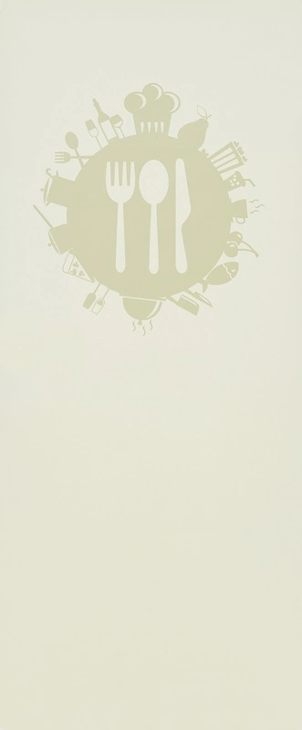 Glaseinsatz aus ESG Klarglas 4 mm mit Sandstrahlmotiv Foodplanet für Türen nach Maß