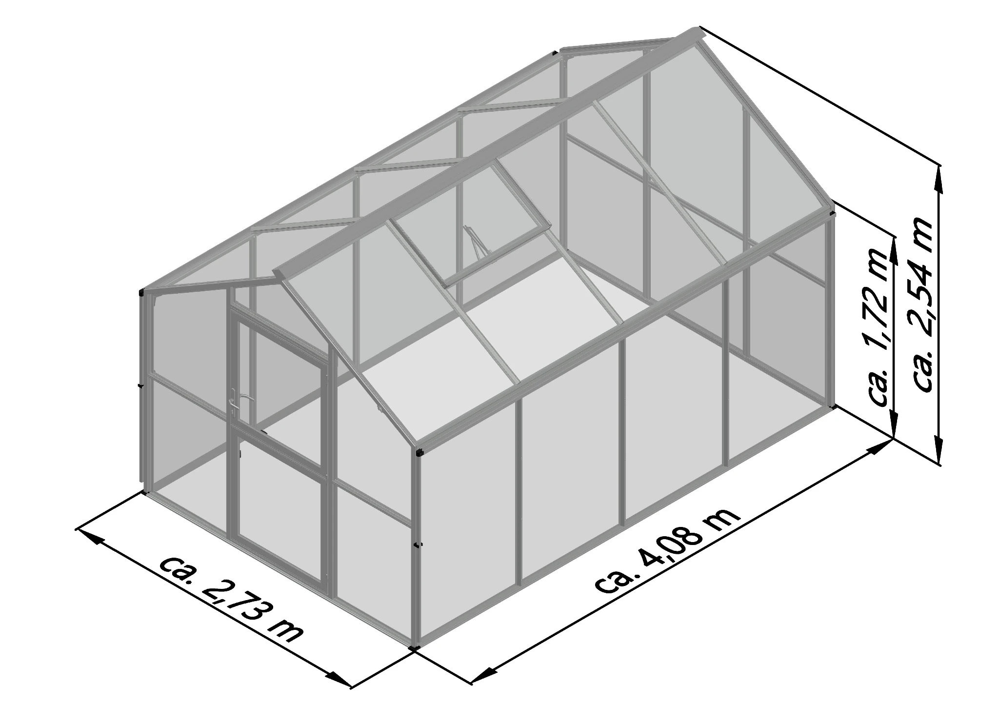 Glas Gewächshaus aus Aluminium mit ESG Sicherheitsglas als langlebiges Gewächshaus Novum IV für Gartenpflanzen