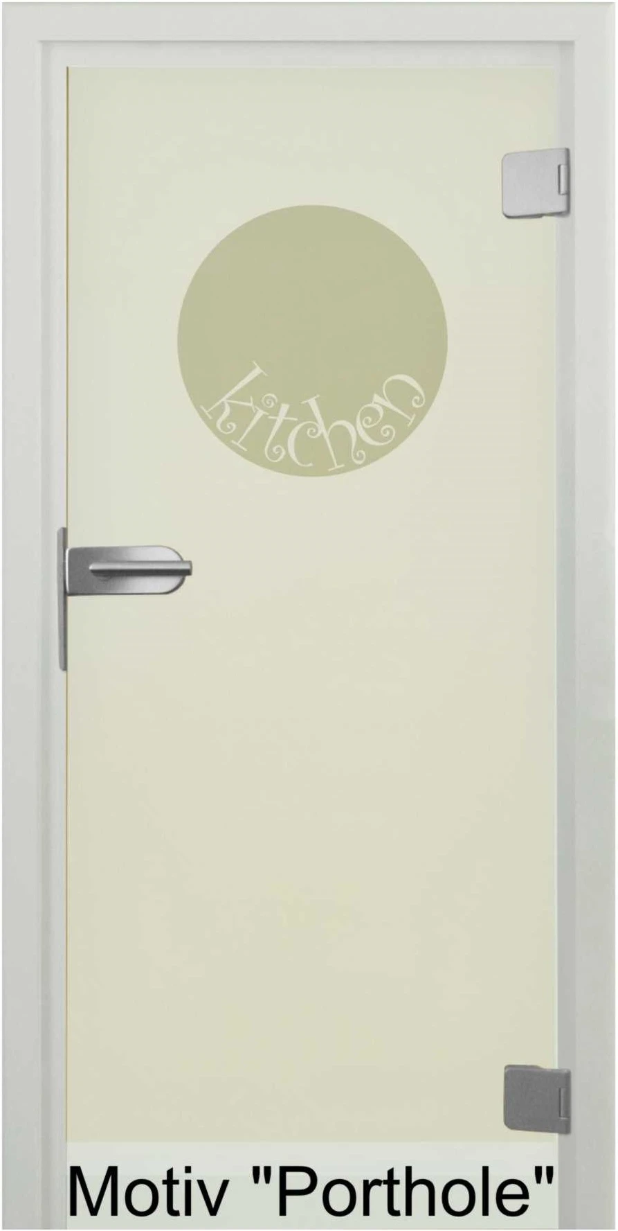 Glastür aus ESG Klarglas 8 mm mit Sandstrahlmotiv Porthole für Innenräume nach Maß 