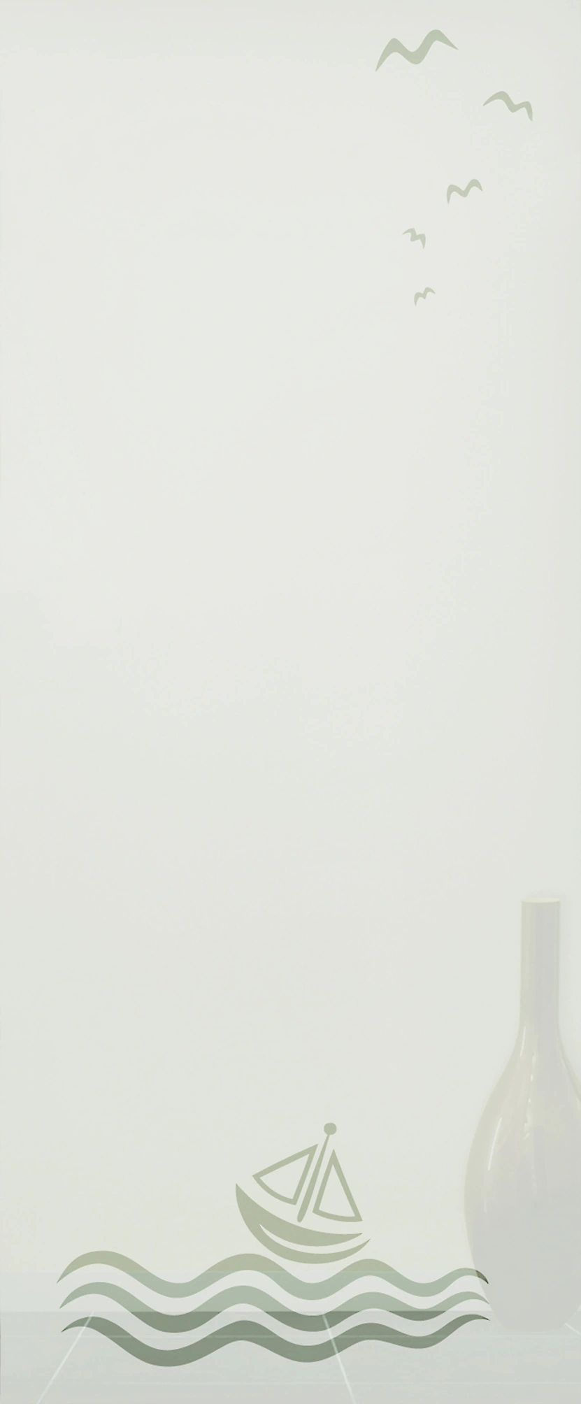 Pendeltür aus Glas mit Motiv Regatta als moderne Innentür