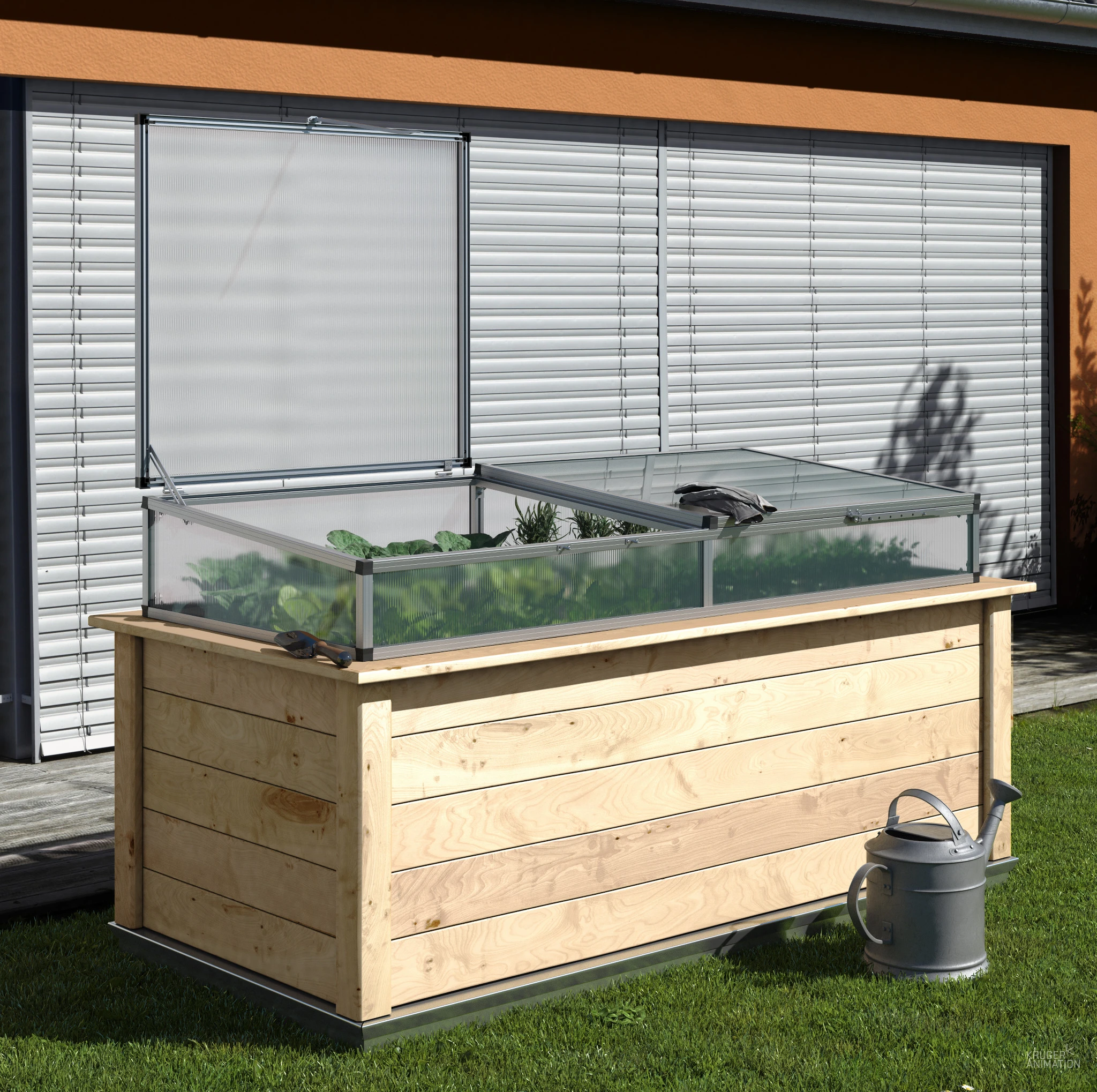 Holz-Hochbeet Woody 210 cm zur Bepflanzung von Gemüse und Kräutern im Garten