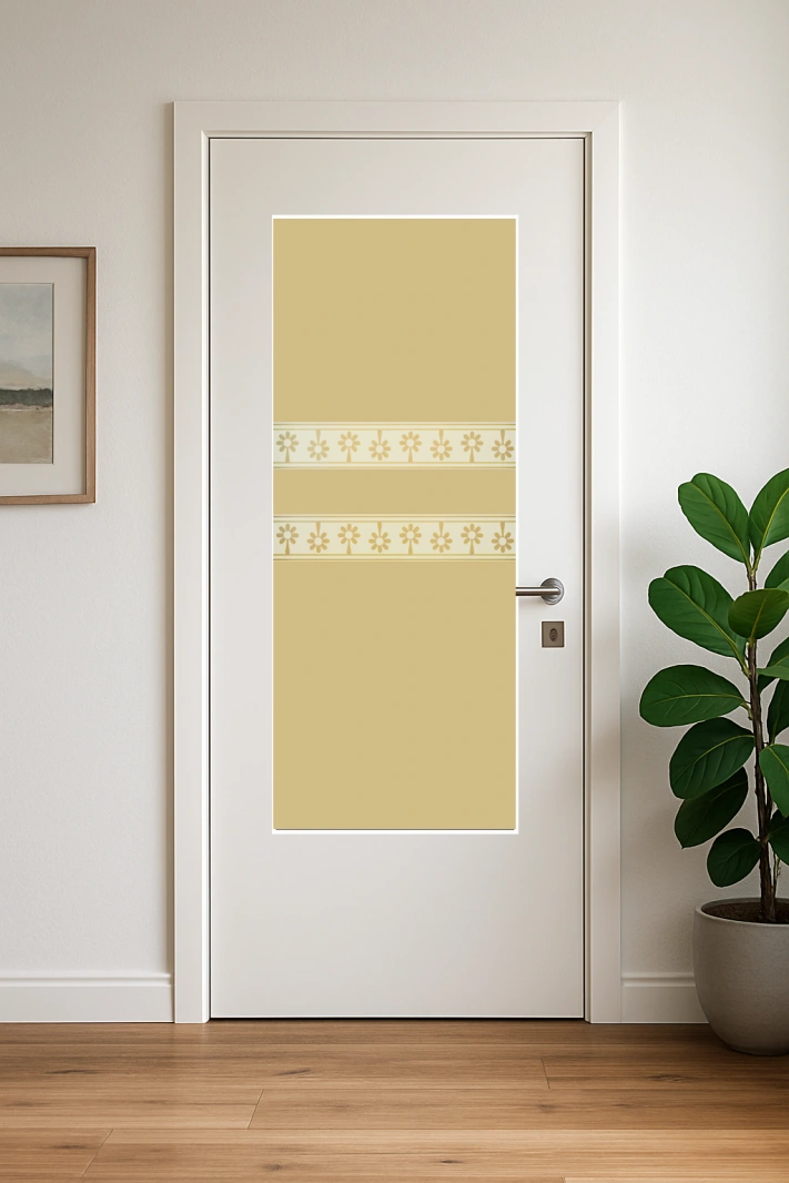 Glaseinsatz aus ESG Klarglas 4 mm mit Sandstrahlmotiv Flowerband für Türen nach Maß