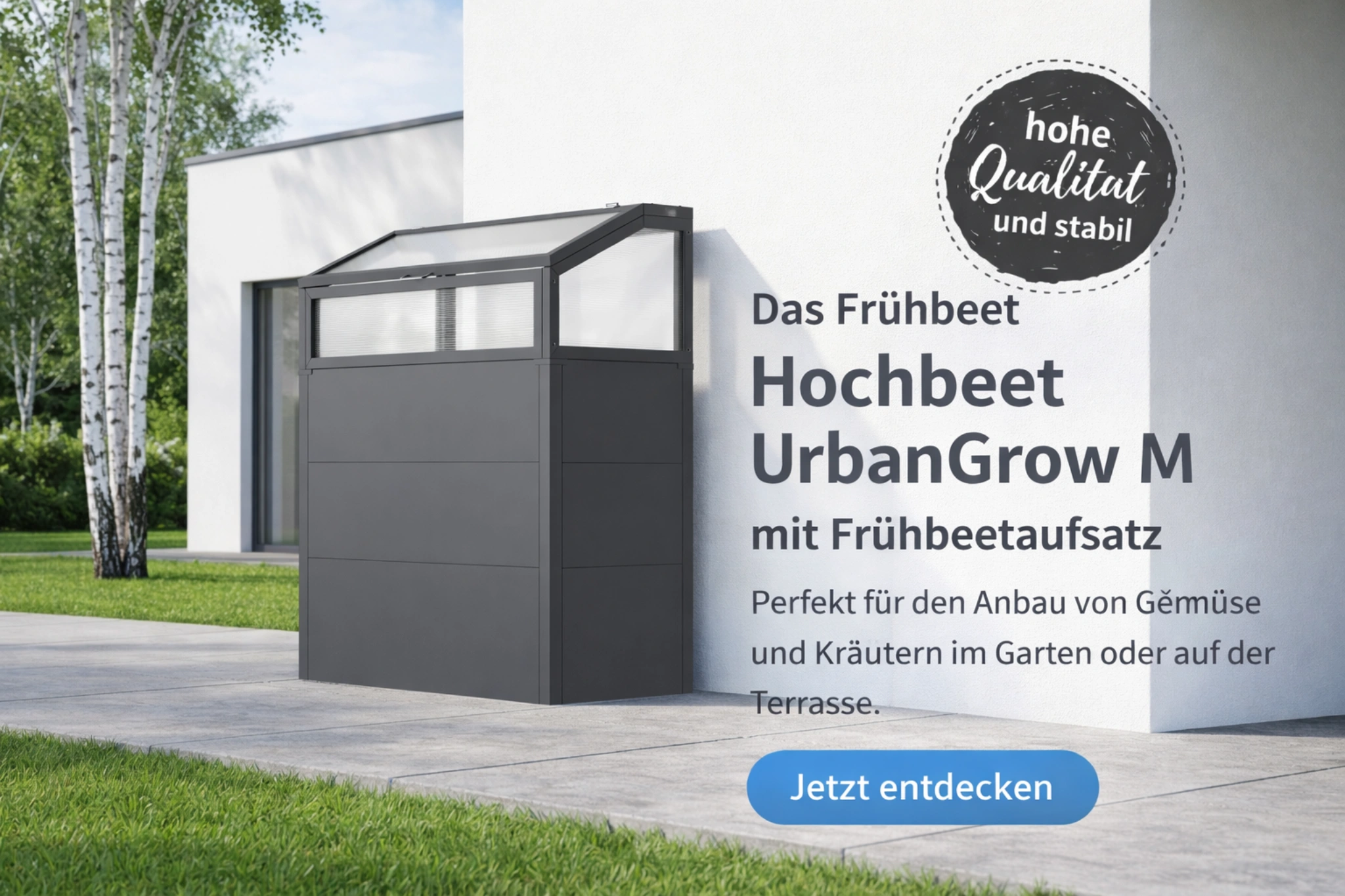 Hochbeet UrbanGrow M Anthrazit Grau zur Bepflanzung von Gemüse und Kräutern im Garten
