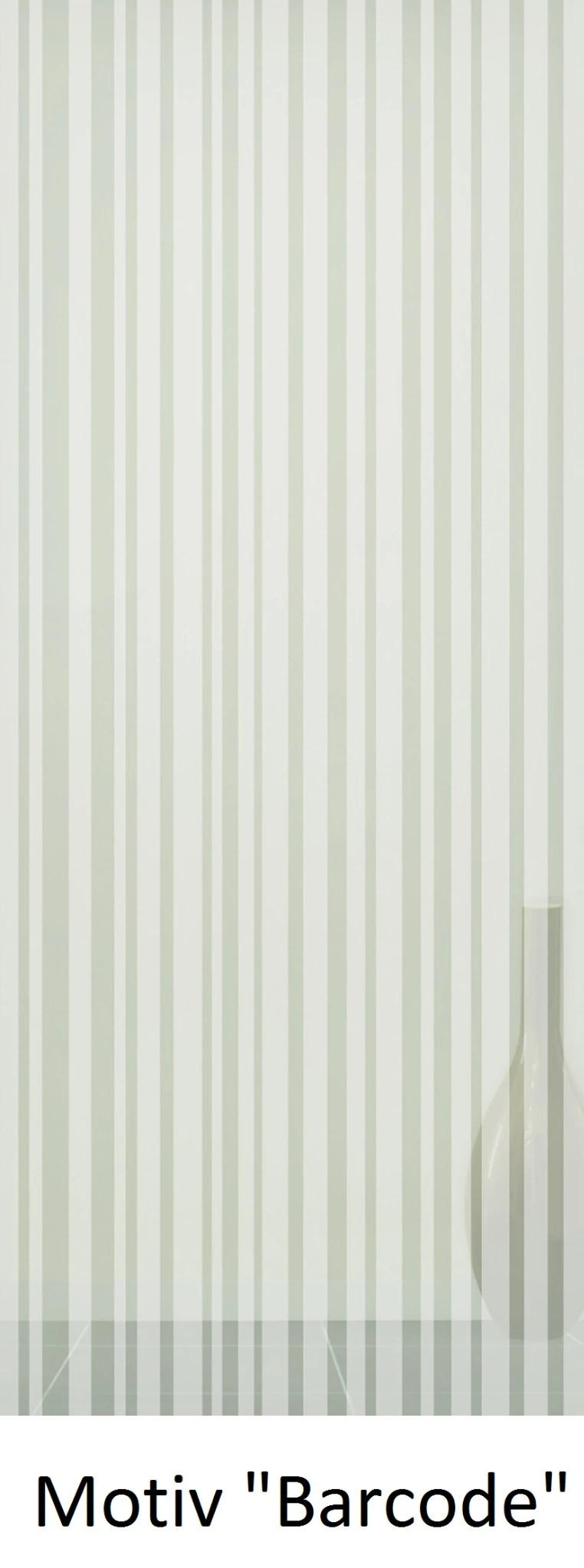 Schiebetür aus ESG Klarglas 8 mm mit Sandstrahlmotiv Barcode für Innenräume nach Maß gefertigt