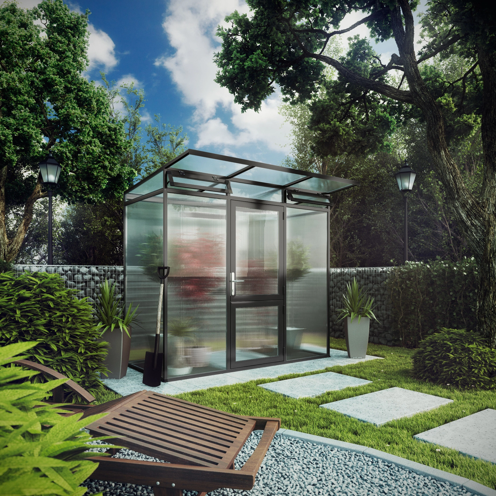 Gewächshaus aus Aluminium und Kunststoff HKP als langlebiges Gewächshaus Linea I für Gartenpflanzen