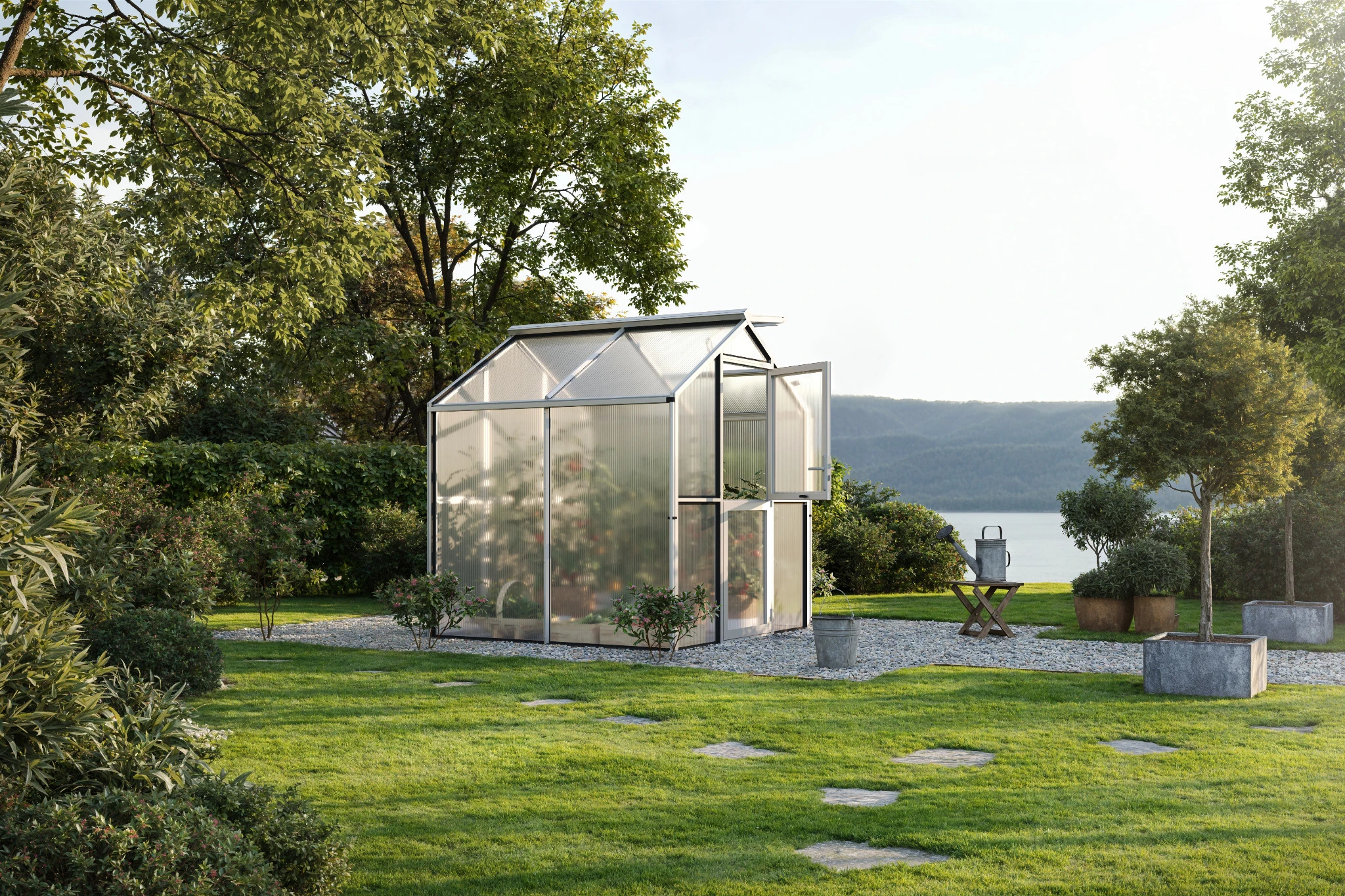 Gewächshaus aus Aluminium und Kunststoff HKP als langlebiges Gewächshaus Galant II für Gartenpflanzen