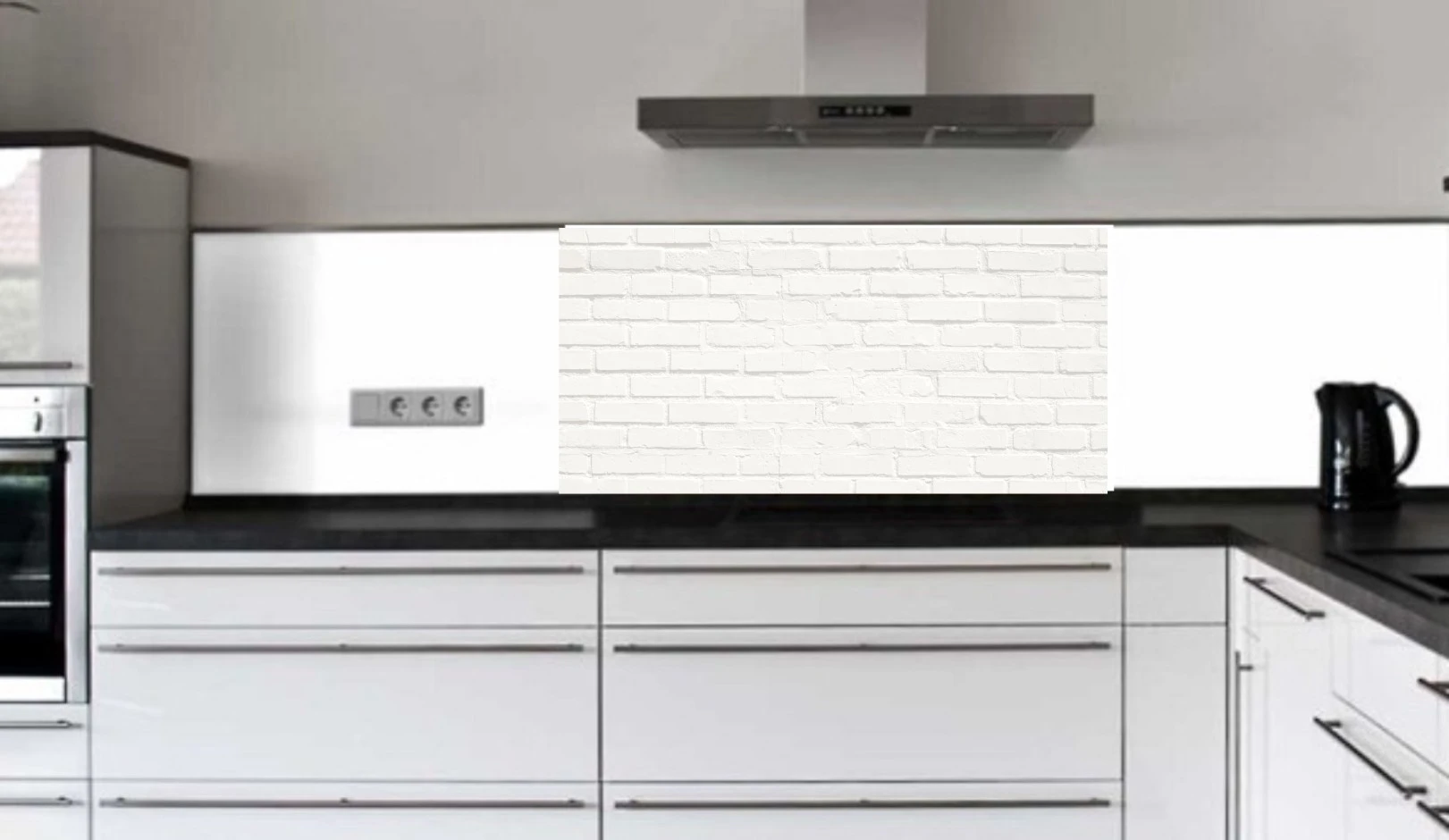 Küchenrückwand aus ESG Glas Glasbild mit Motiv Mauer weiß in 4 mm, 6 mm oder 8 mm nach Maß gefertigt