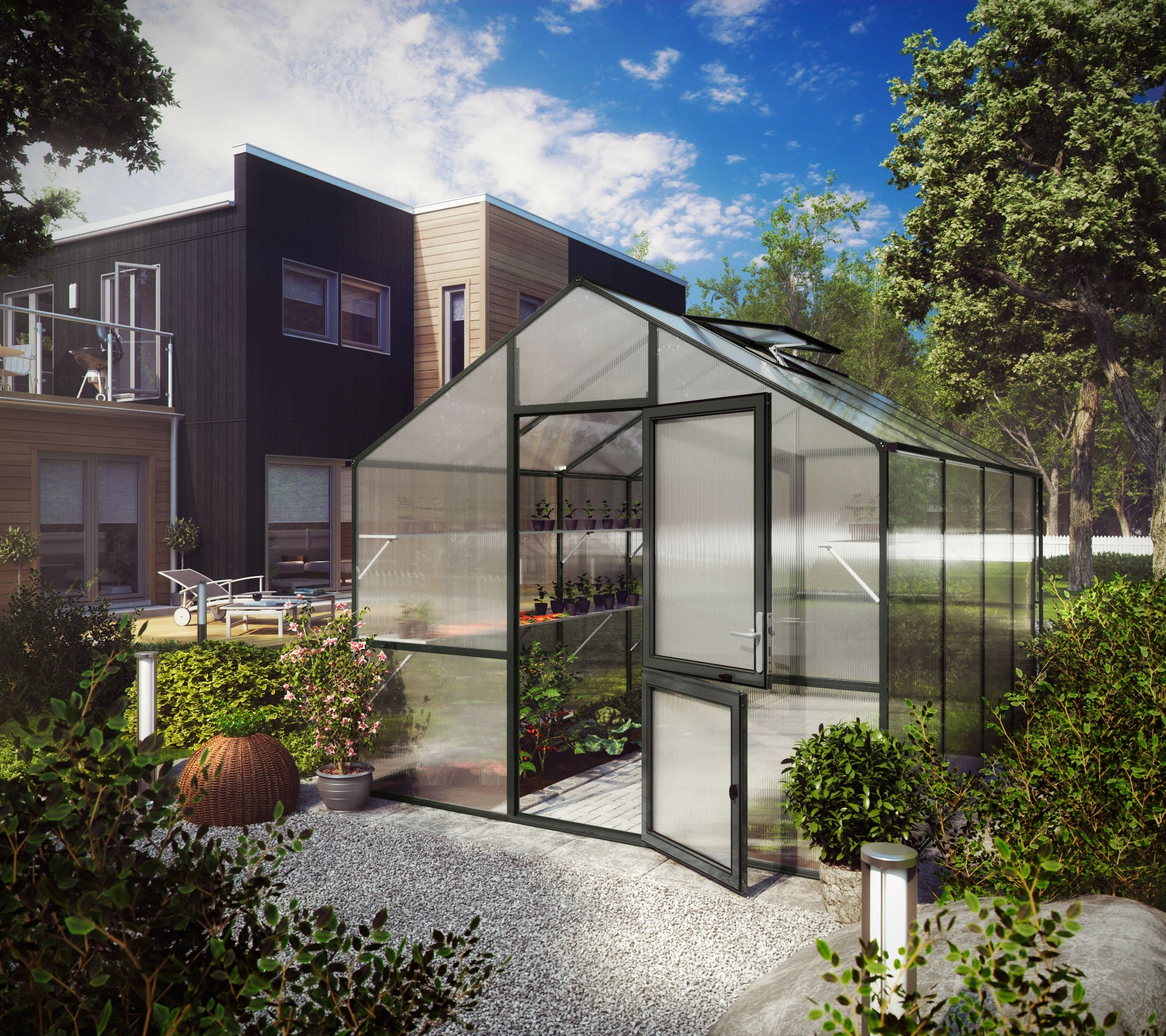 Gewächshaus aus Aluminium und Kunststoff HKP als langlebiges Gewächshaus Lilie IV für Gartenpflanzen