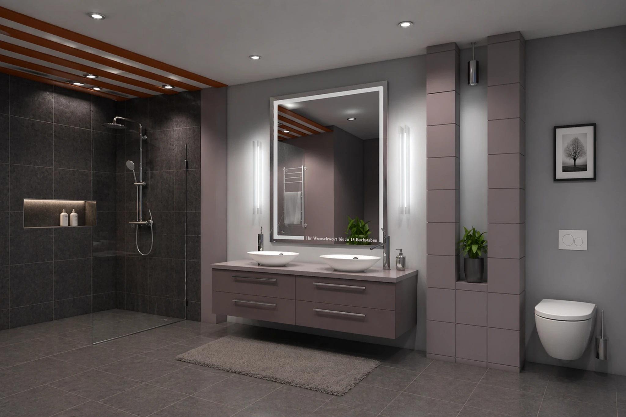 Design Spiegel mit Motiv Streifen als dekorativer Wandspiegel
