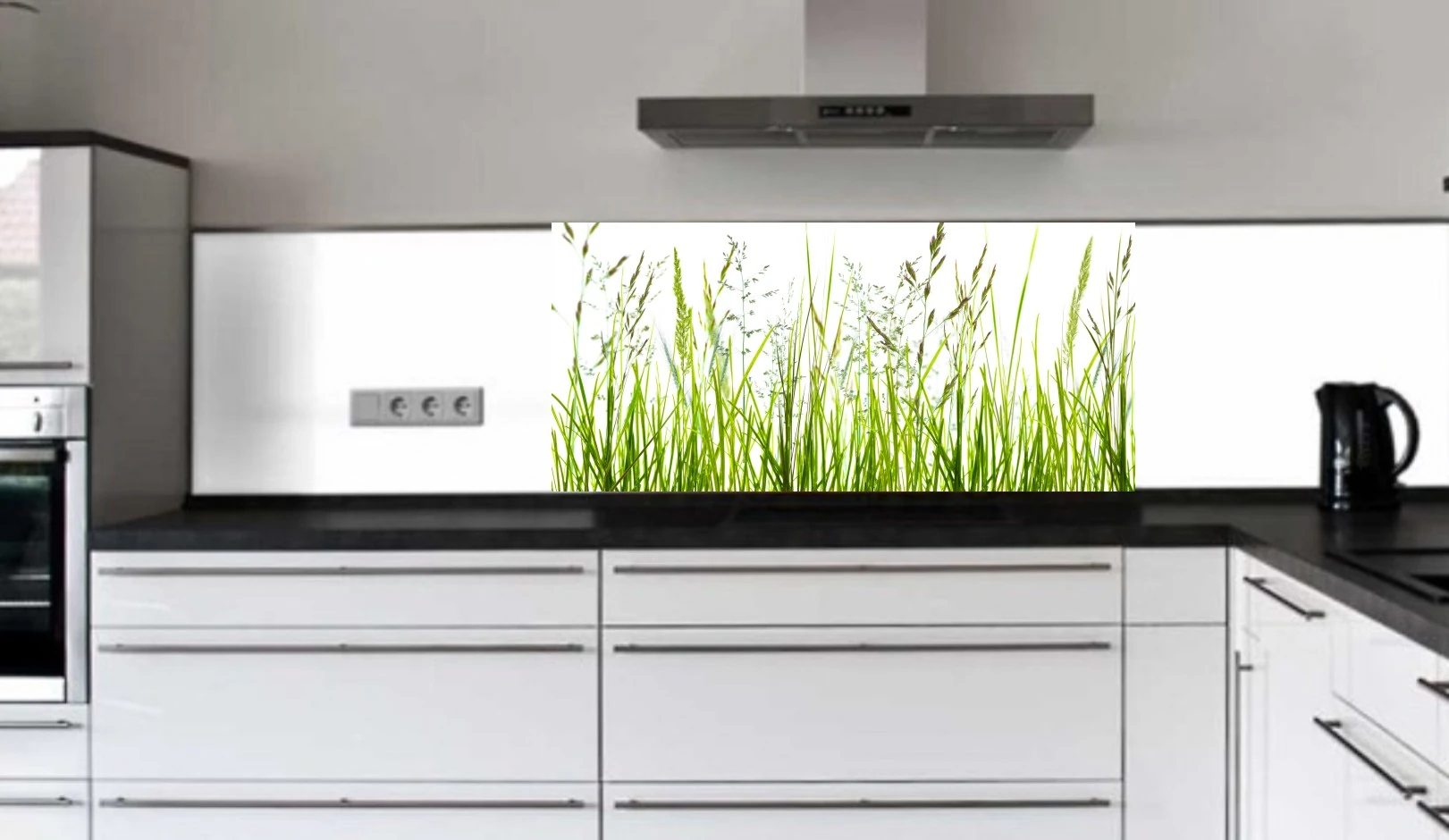 Küchenrückwand aus ESG Glas Glasbild mit Motiv Gräser in 4 mm, 6 mm oder 8 mm nach Maß gefertigt