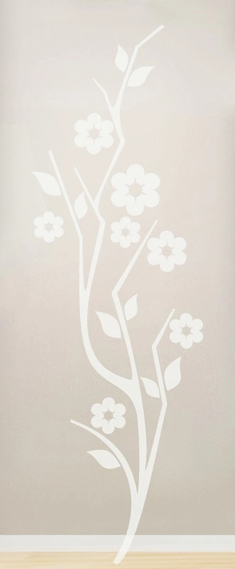 Glaseinsatz aus ESG Klarglas 4 mm mit Sandstrahlmotiv Clematis für Türen nach Maß