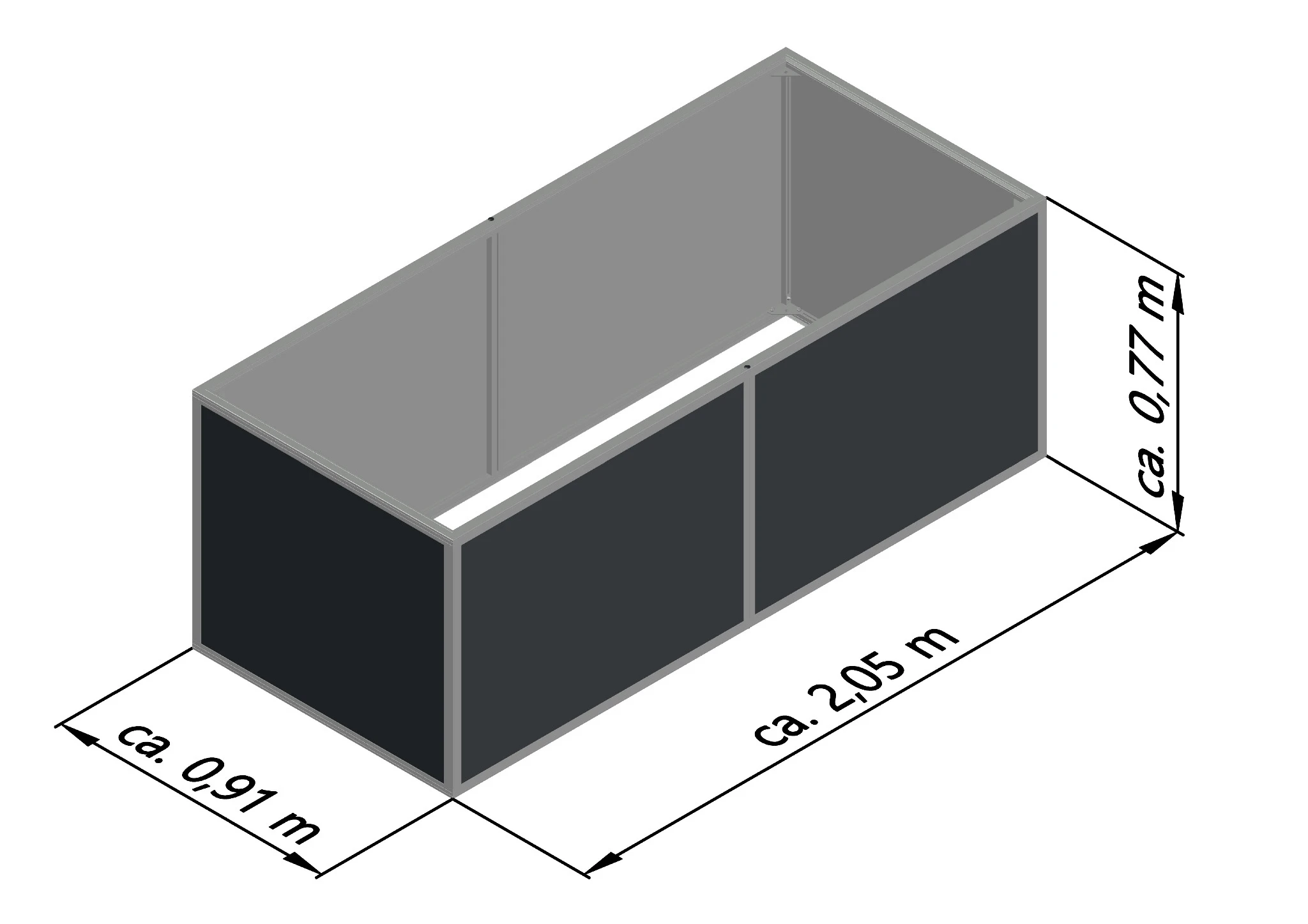 Aluminium-Hochbeet 210 cm pressblank zur Bepflanzung von Gemüse und Kräutern im Garten