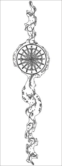 Glaseinsatz aus ESG Klarglas 4 mm mit Sandstrahlmotiv Kompass für Türen nach Maß