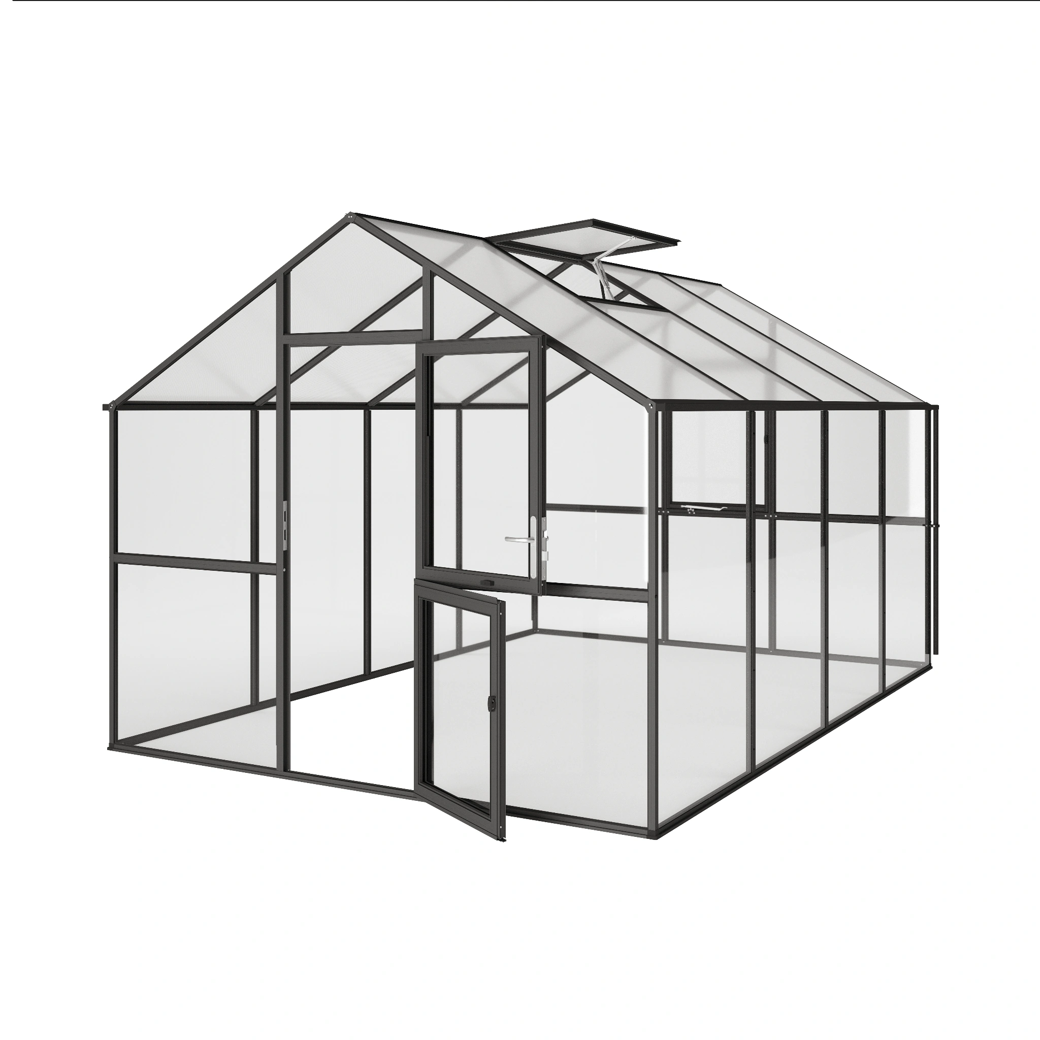 Glas Gewächshaus aus Aluminium mit ESG Sicherheitsglas als langlebiges Gewächshaus Aptasia IV für Gartenpflanzen