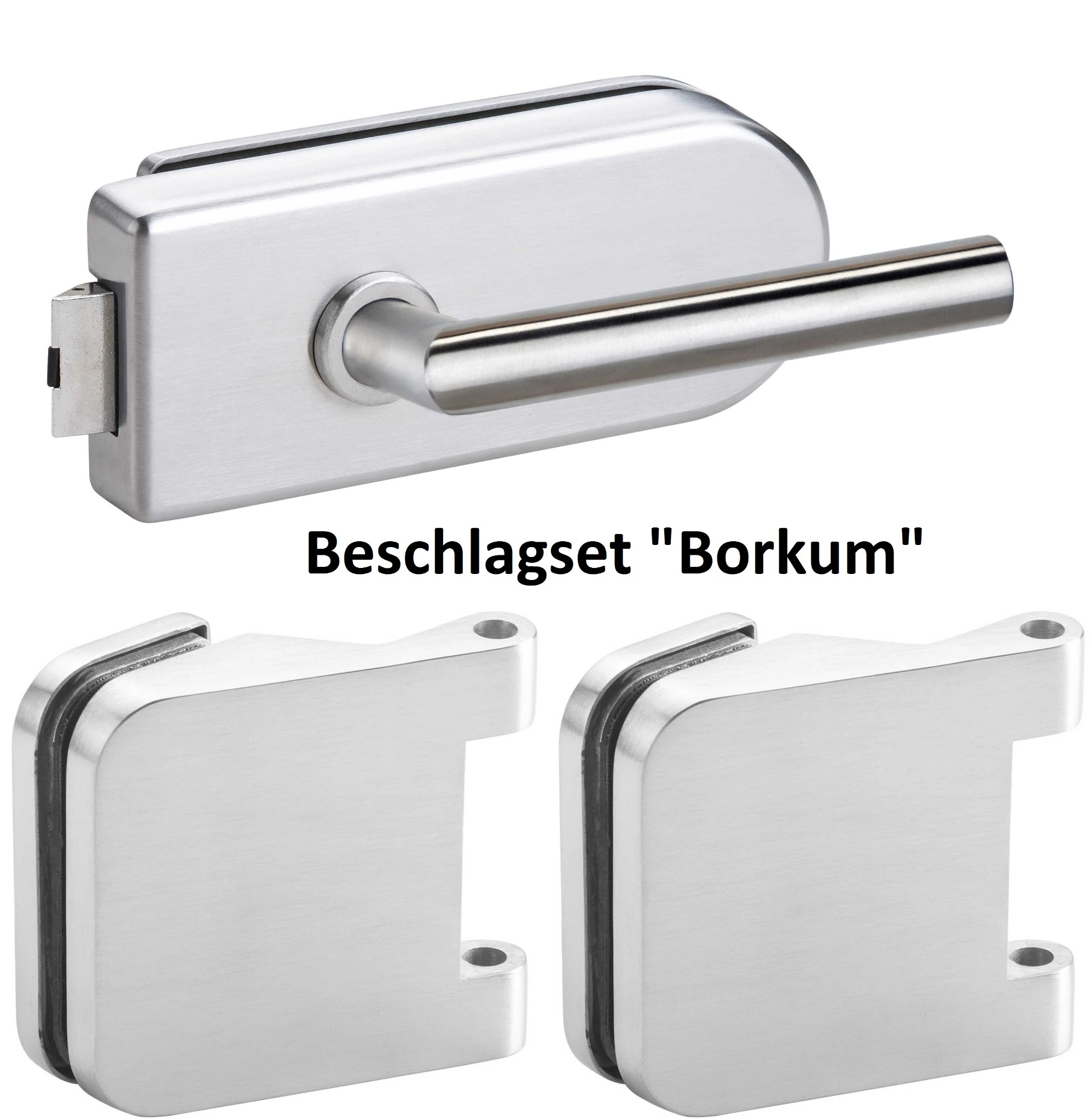 Glastür Beschlagset Borkum aus Edelstahl für ESG Ganzglastüren