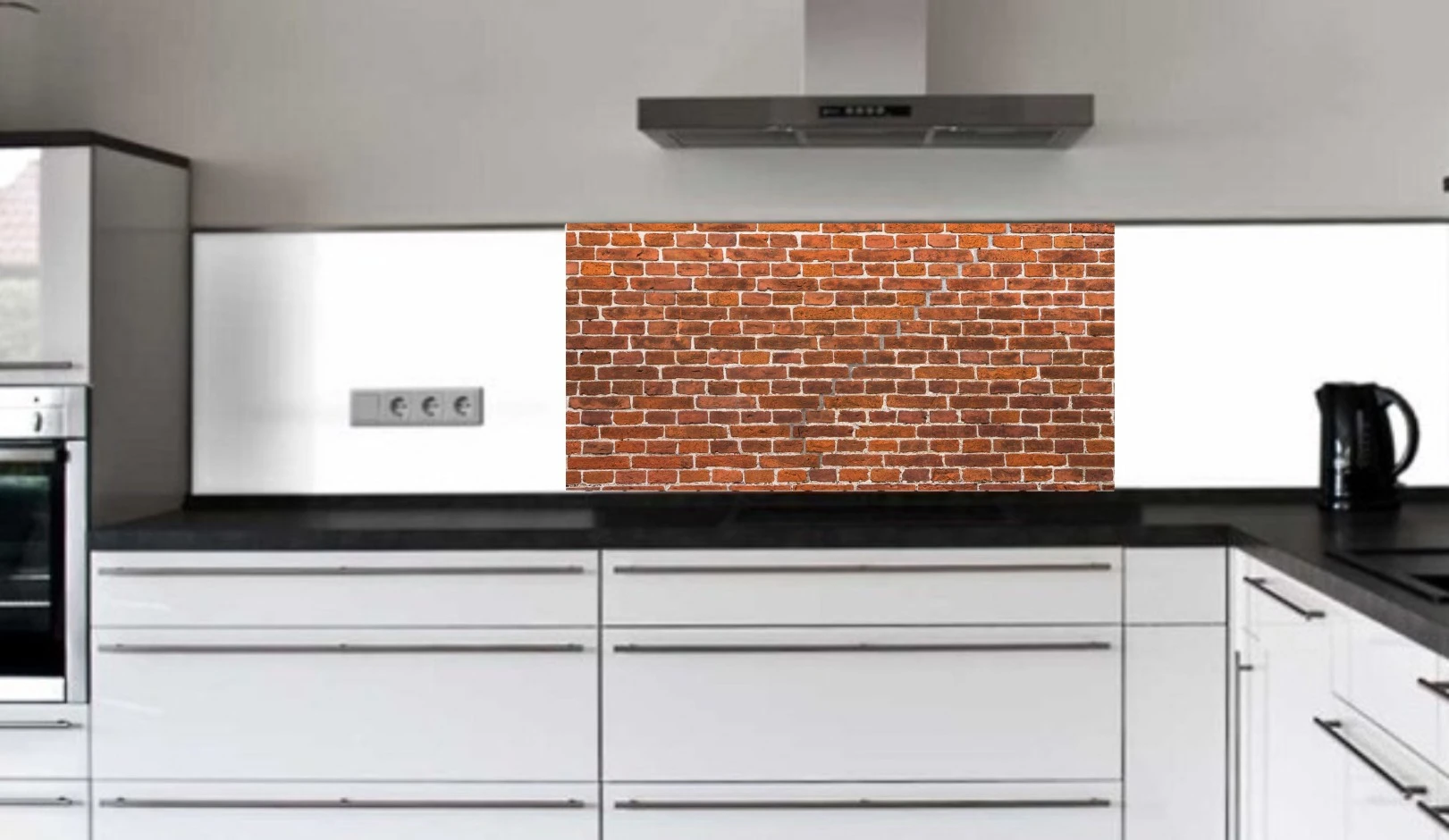 Küchenrückwand aus ESG Glas Glasbild mit Motiv Mauer rot in 4 mm, 6 mm oder 8 mm nach Maß gefertigt