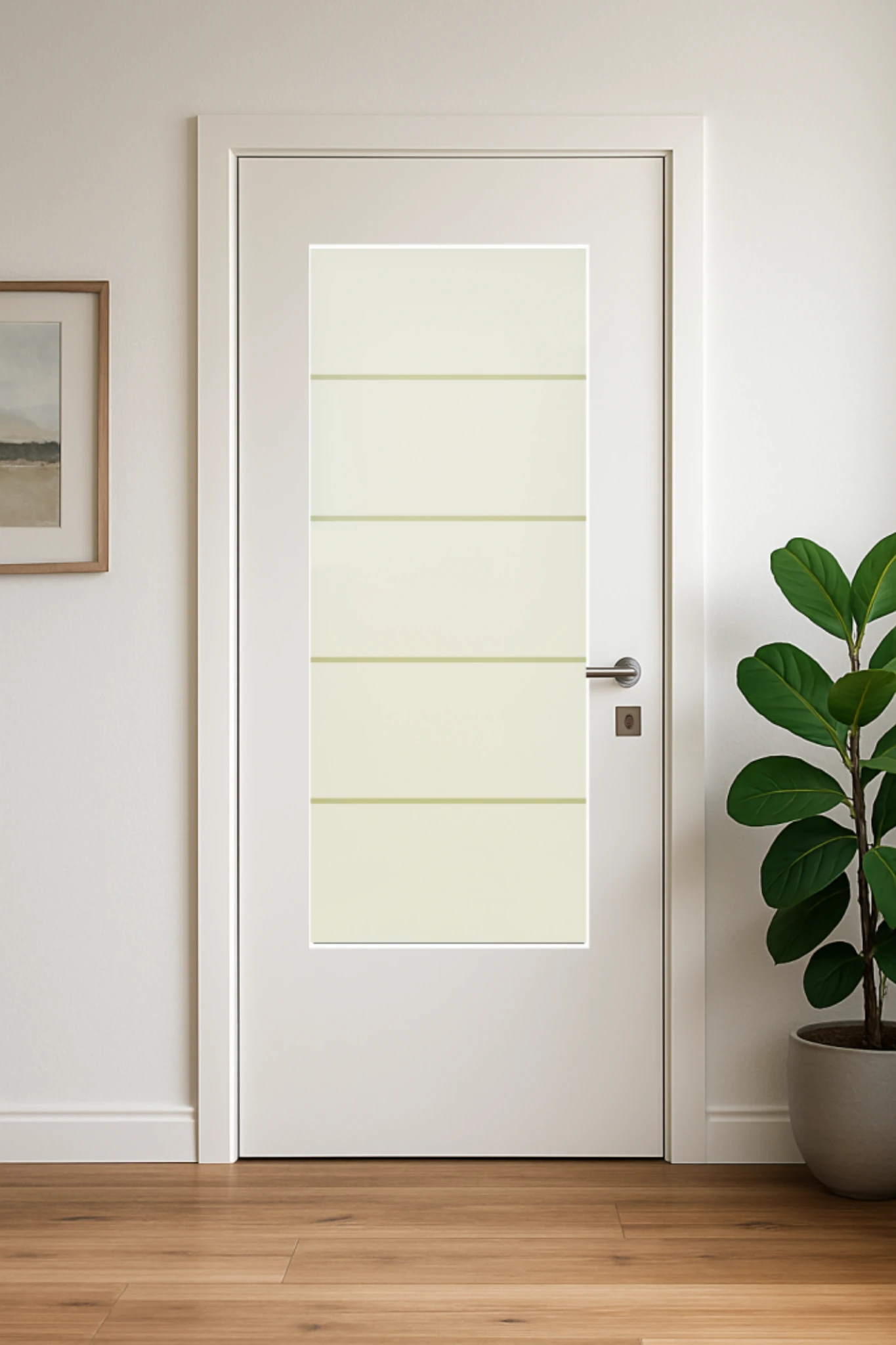 Glaseinsatz aus ESG Klarglas 4 mm mit Sandstrahlmotiv Stripes für Türen nach Maß