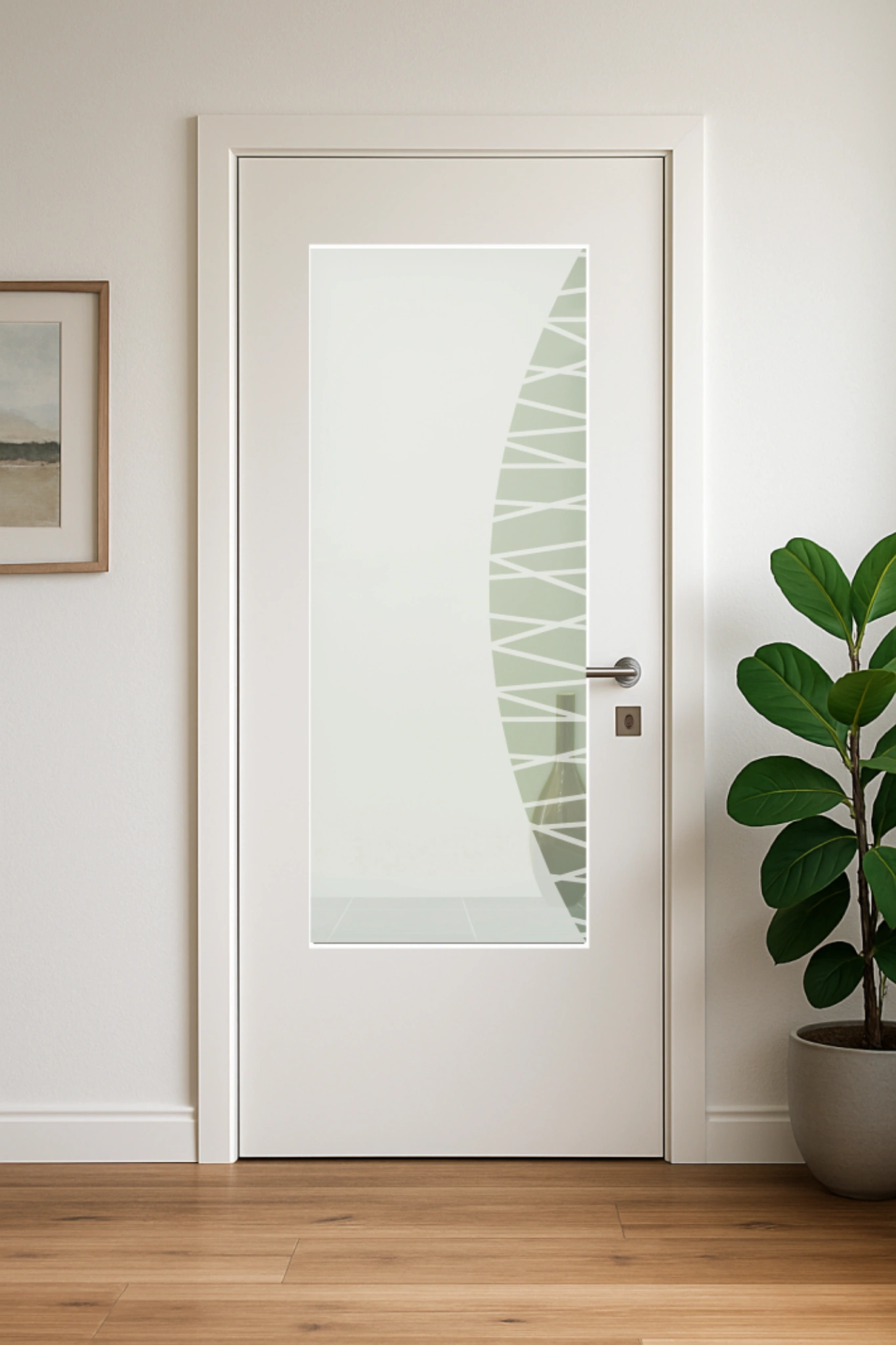 Glaseinsatz aus ESG Klarglas 4 mm mit Sandstrahlmotiv Crossbow für Türen nach Maß