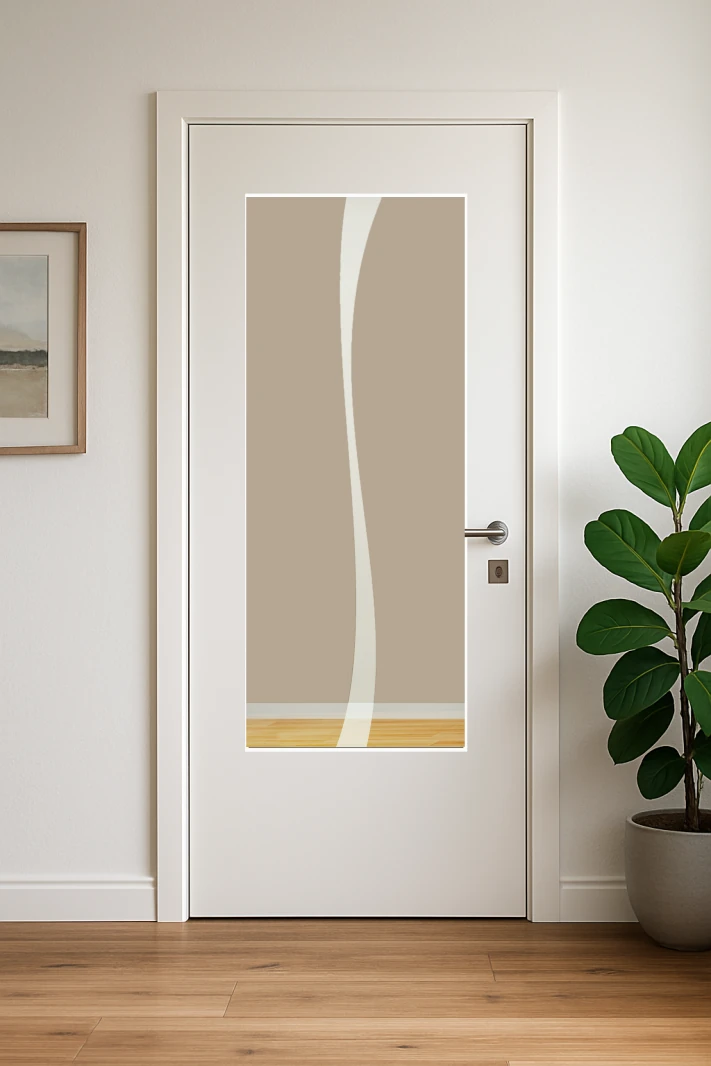 Glaseinsatz aus ESG Klarglas 4 mm mit Sandstrahlmotiv Stream für Türen nach Maß