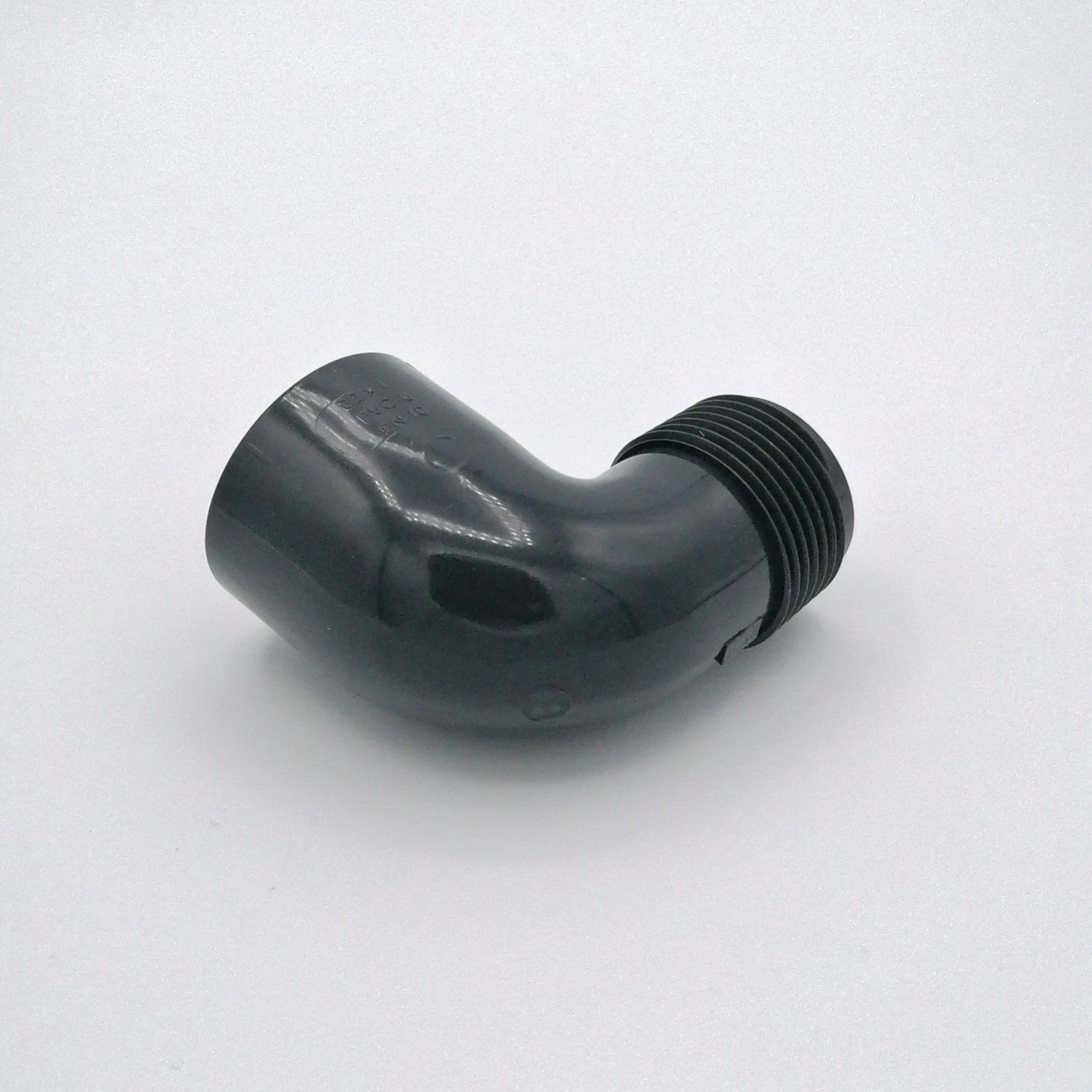 PVC Fallrohrwinkel 90° 32 mm grau mit Außengewinde für Fallrohre