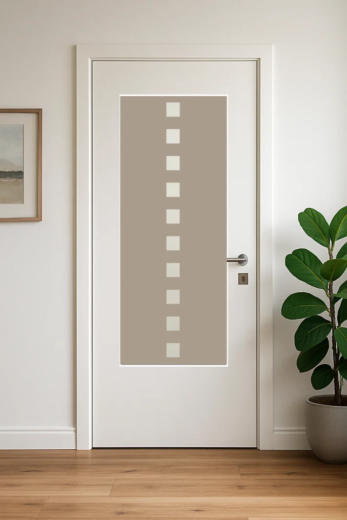 Glaseinsatz aus ESG Klarglas 4 mm mit Sandstrahlmotiv Squares für Türen nach Maß