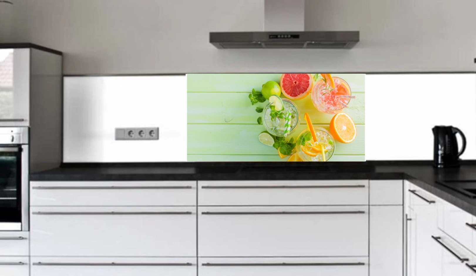 Küchenrückwand aus ESG Glas Glasbild mit Motiv Cocktail in 4 mm, 6 mm oder 8 mm nach Maß gefertigt