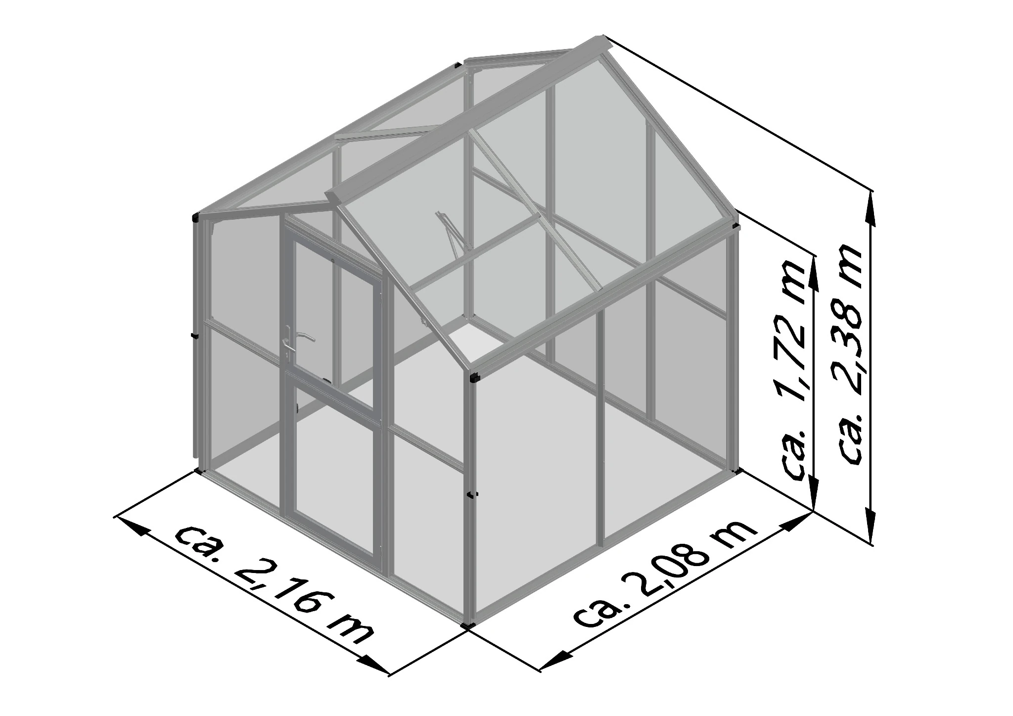 Gewächshaus aus Aluminium und Kunststoff HKP als langlebiges Gewächshaus Galant II für Gartenpflanzen