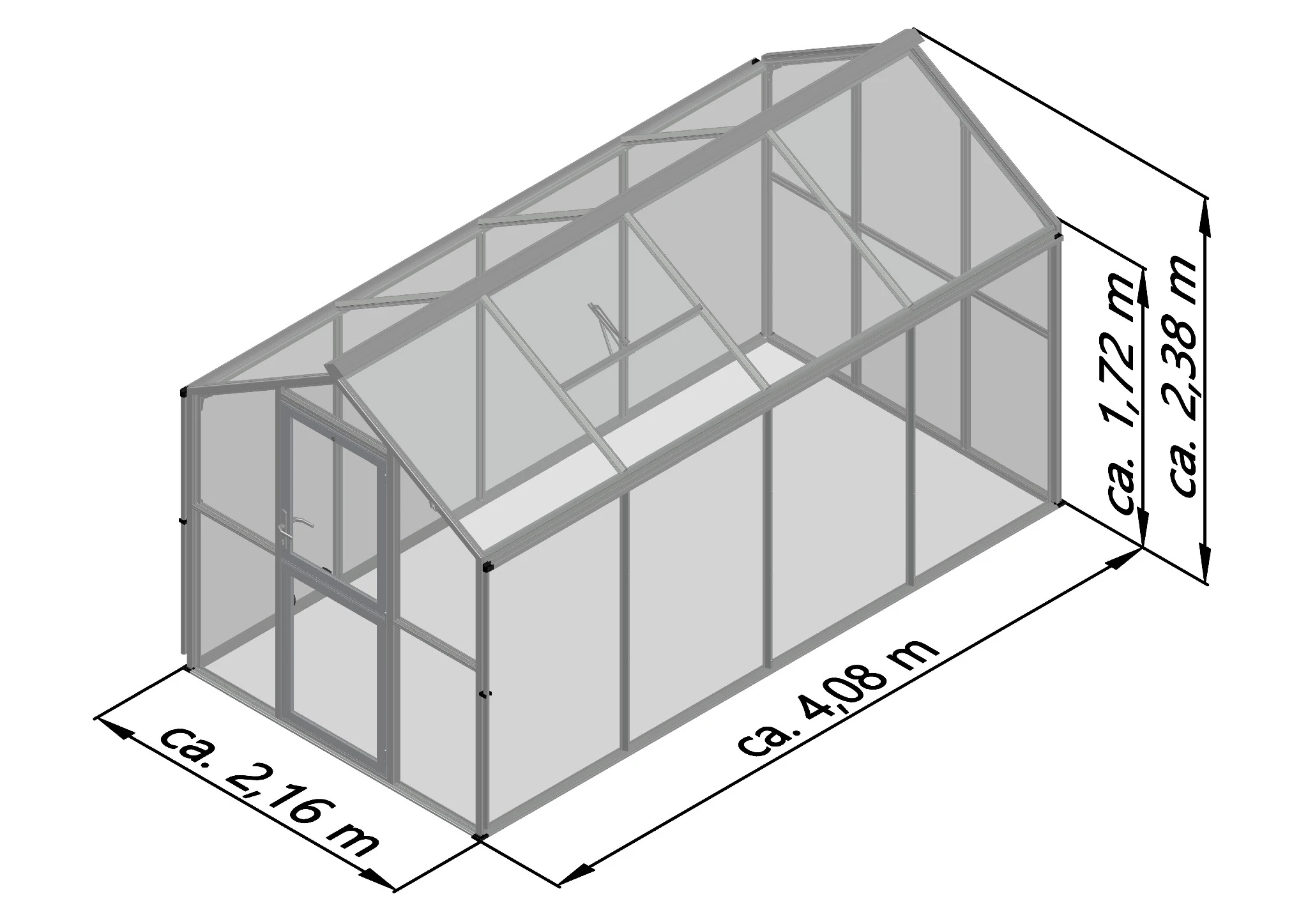 Gewächshaus aus Aluminium und Kunststoff HKP als langlebiges Gewächshaus Galant IV für Gartenpflanzen