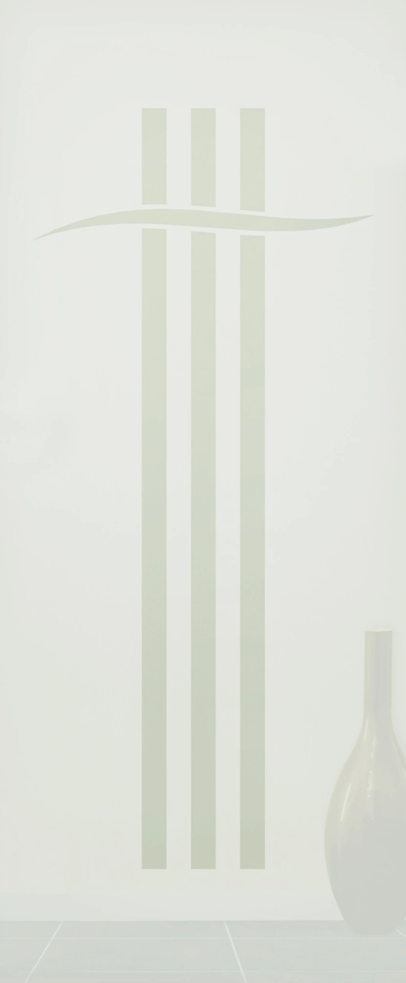 Pendeltür aus Glas mit Motiv Symbol als moderne Innentür