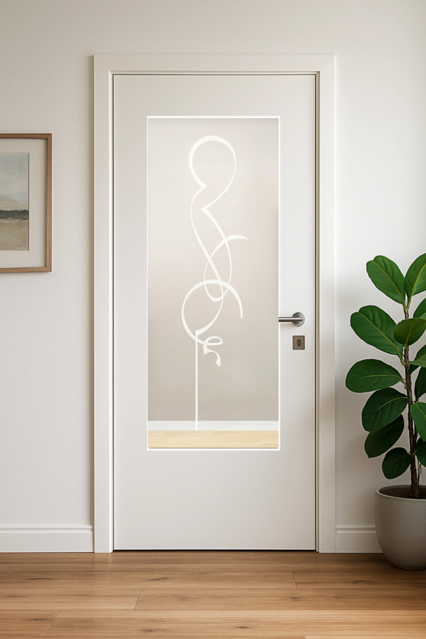 Glaseinsatz aus ESG Klarglas 4 mm mit Sandstrahlmotiv Eclipse für Türen nach Maß