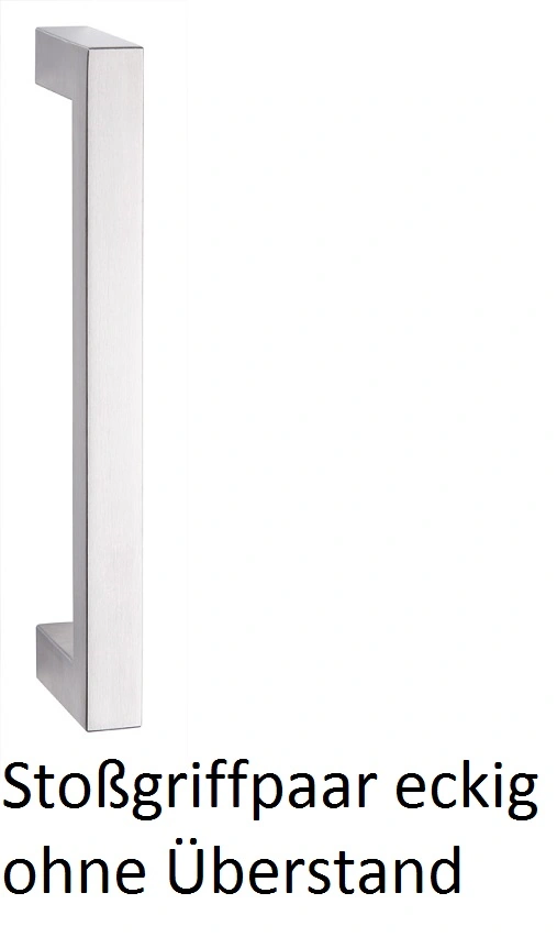 Stoßgriffpaar eckig ohne Überstand für Glasschiebetüren aus Edelstahl